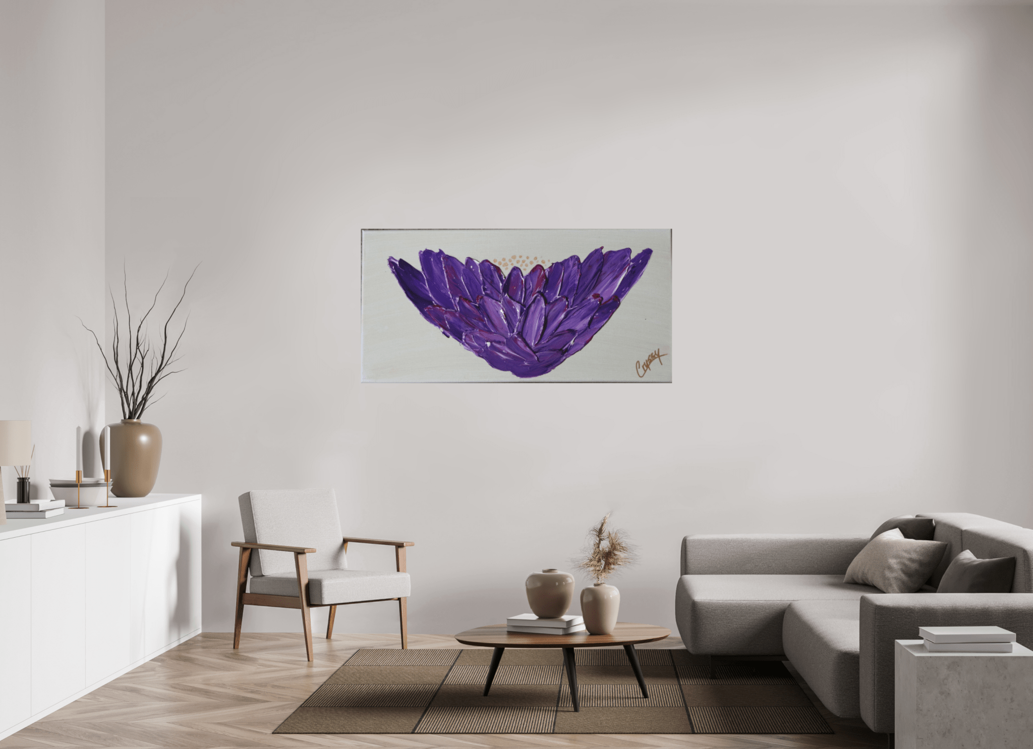 Purple Lotus - Textured Acrylic Paint - The Living Abstract