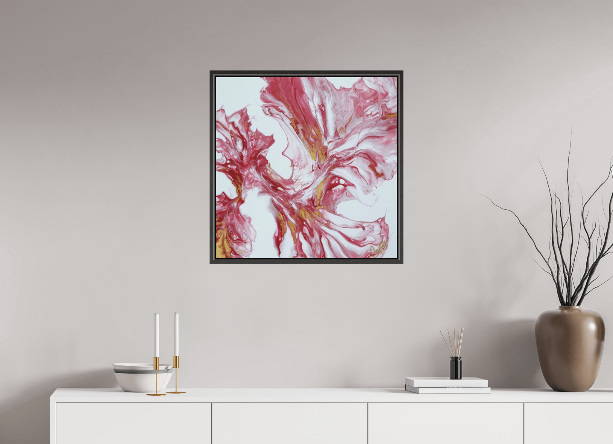 Red and Gold - Original Dutch Pour Painting - The Living Abstract