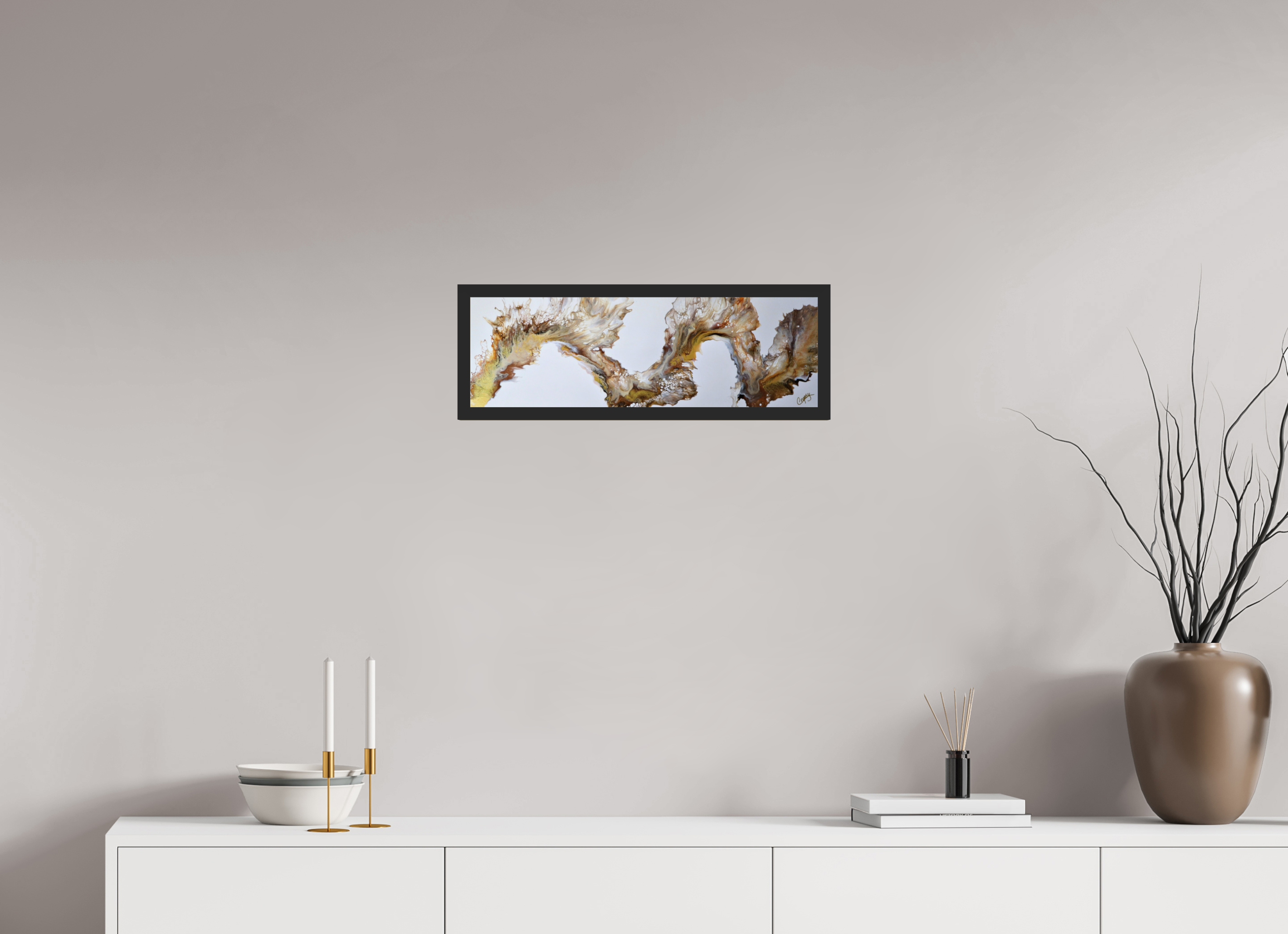 23.9 x 8″, *Photo Print Under Acrylic Glass Black Matte Frame Desert Sands