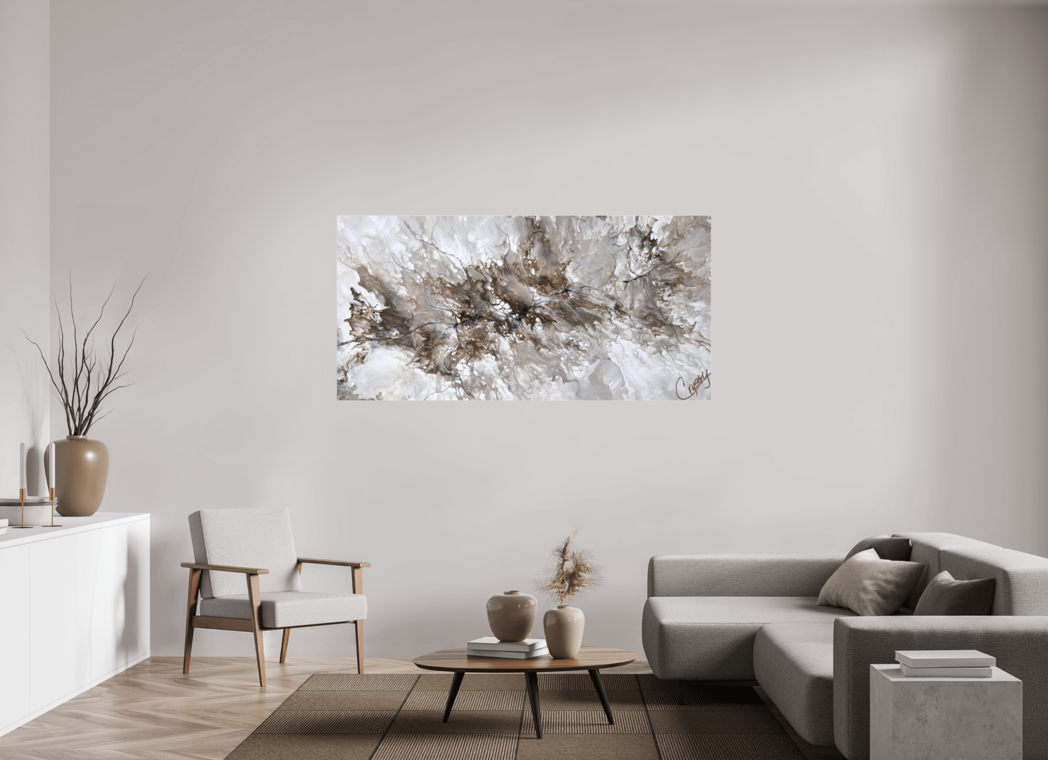 Beige Marble - Original Dutch Pour - The Living Abstract
