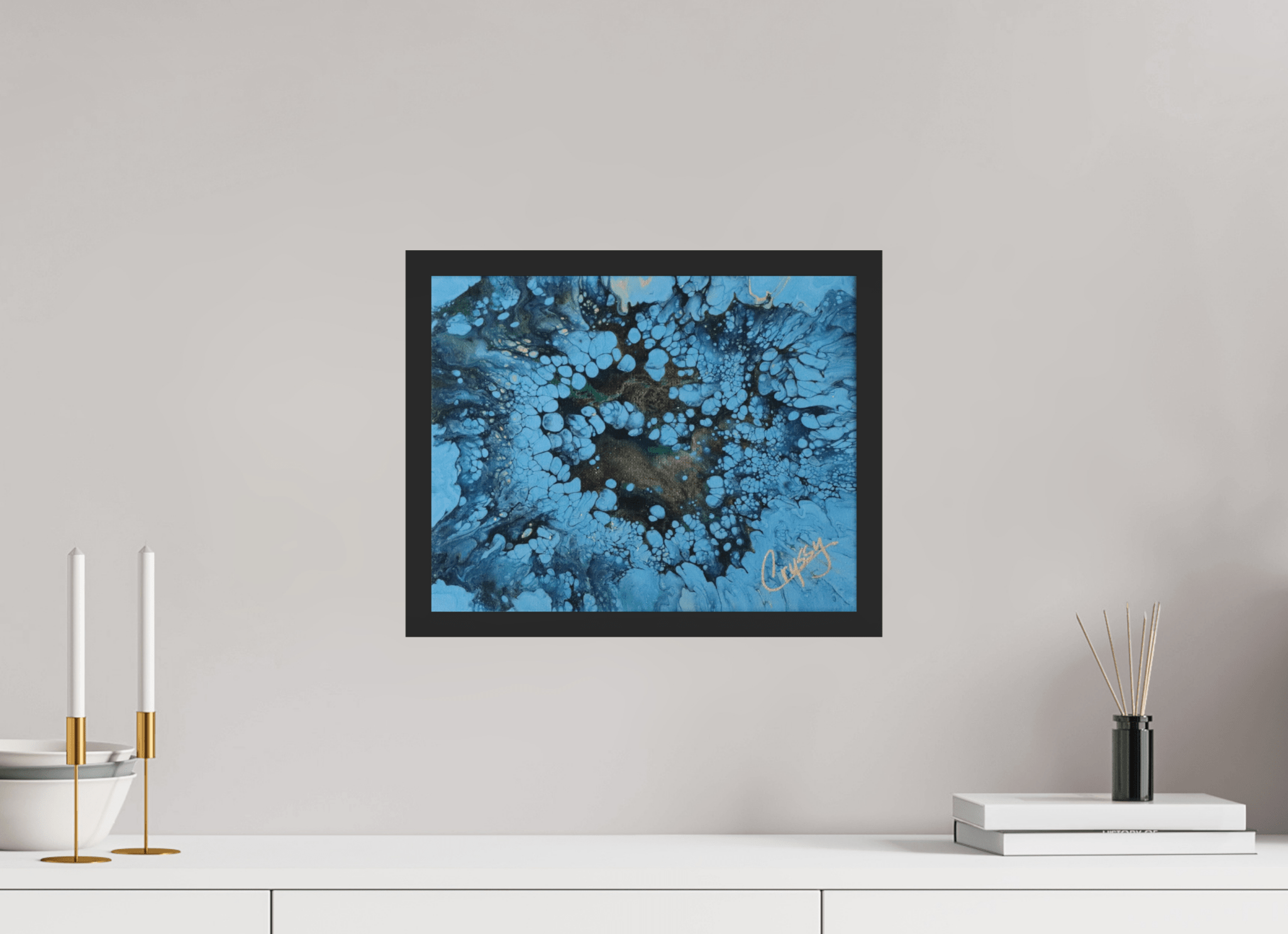 Small Peacock Pour - Original Acrylic Art - The Living Abstract