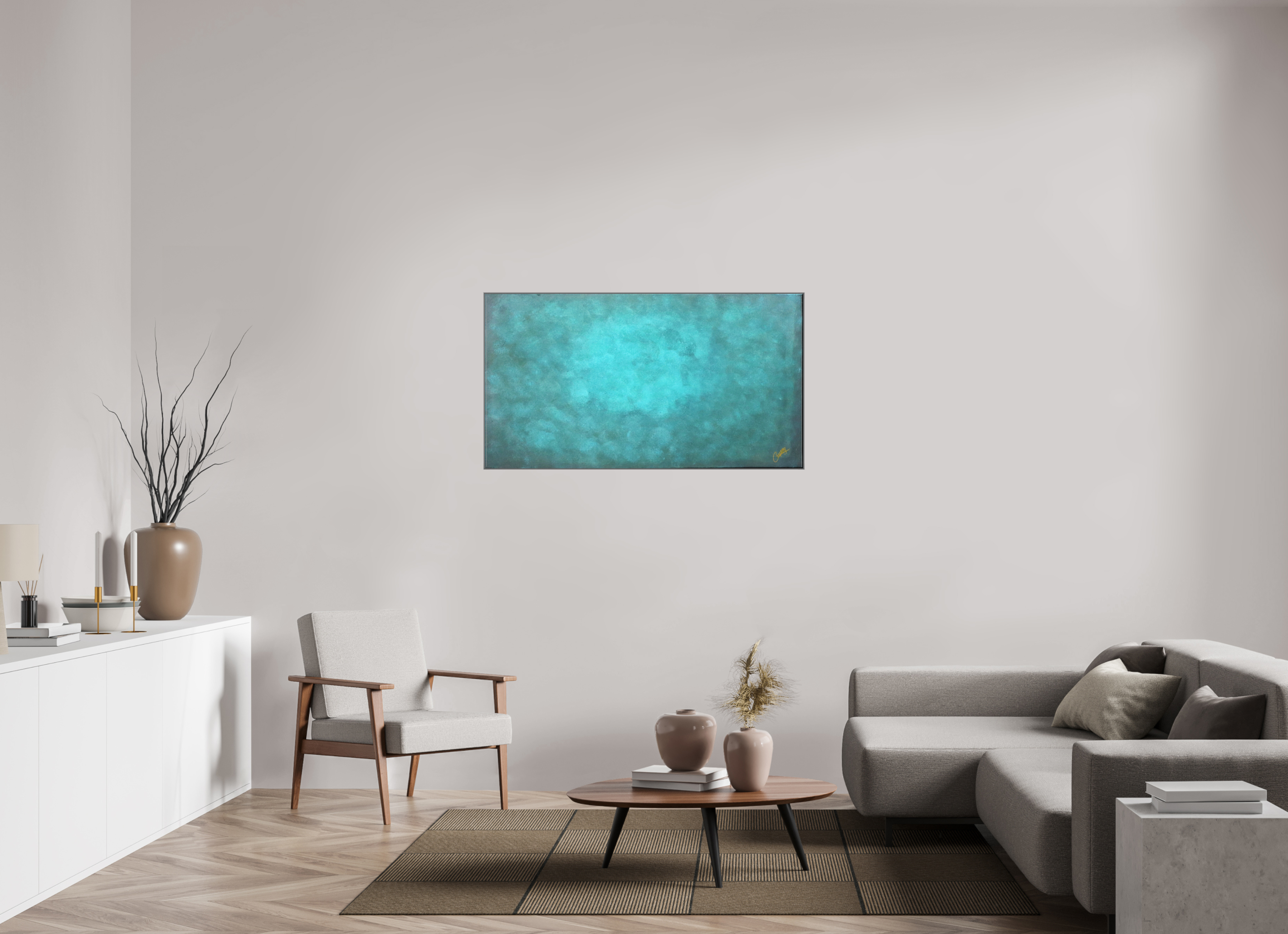 51.1 x 28″, *Aluminum Artbox 1" on fine art paper under acrylic matte glass Emerald Fade