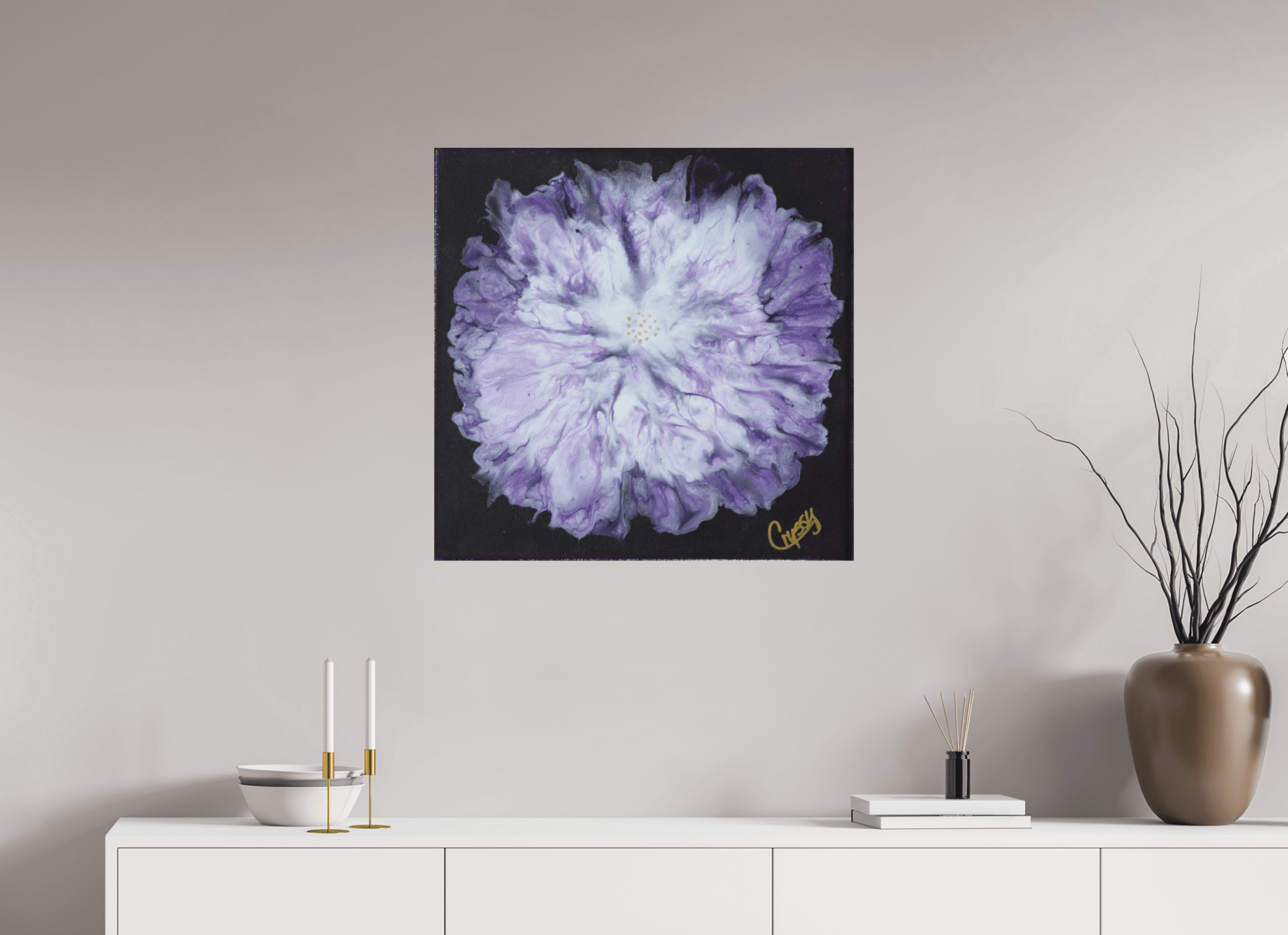 Purple Paisley - Original Acrylic Dutch Pour Painting - The Living Abstract