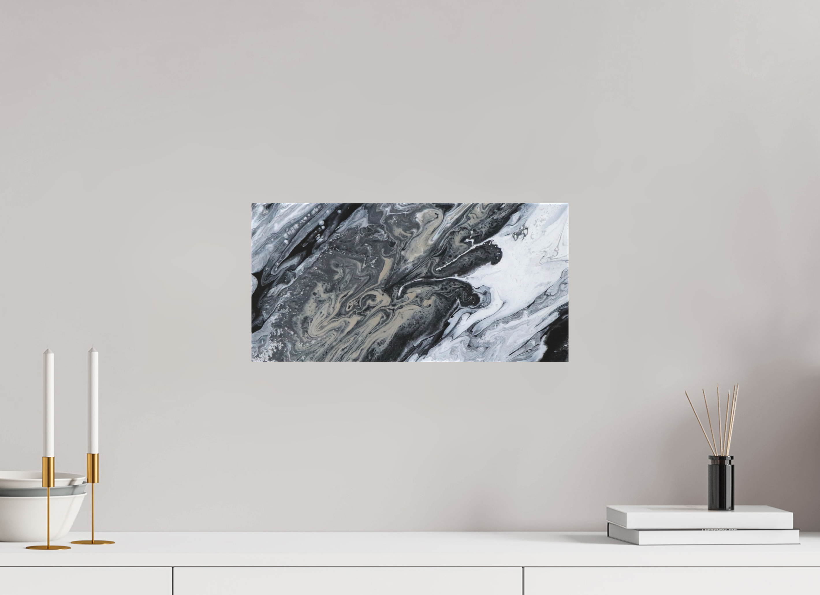 16.3 x 8″, *1.25" Matte Canvas No Frame Black Sands - Original Tilt Pour