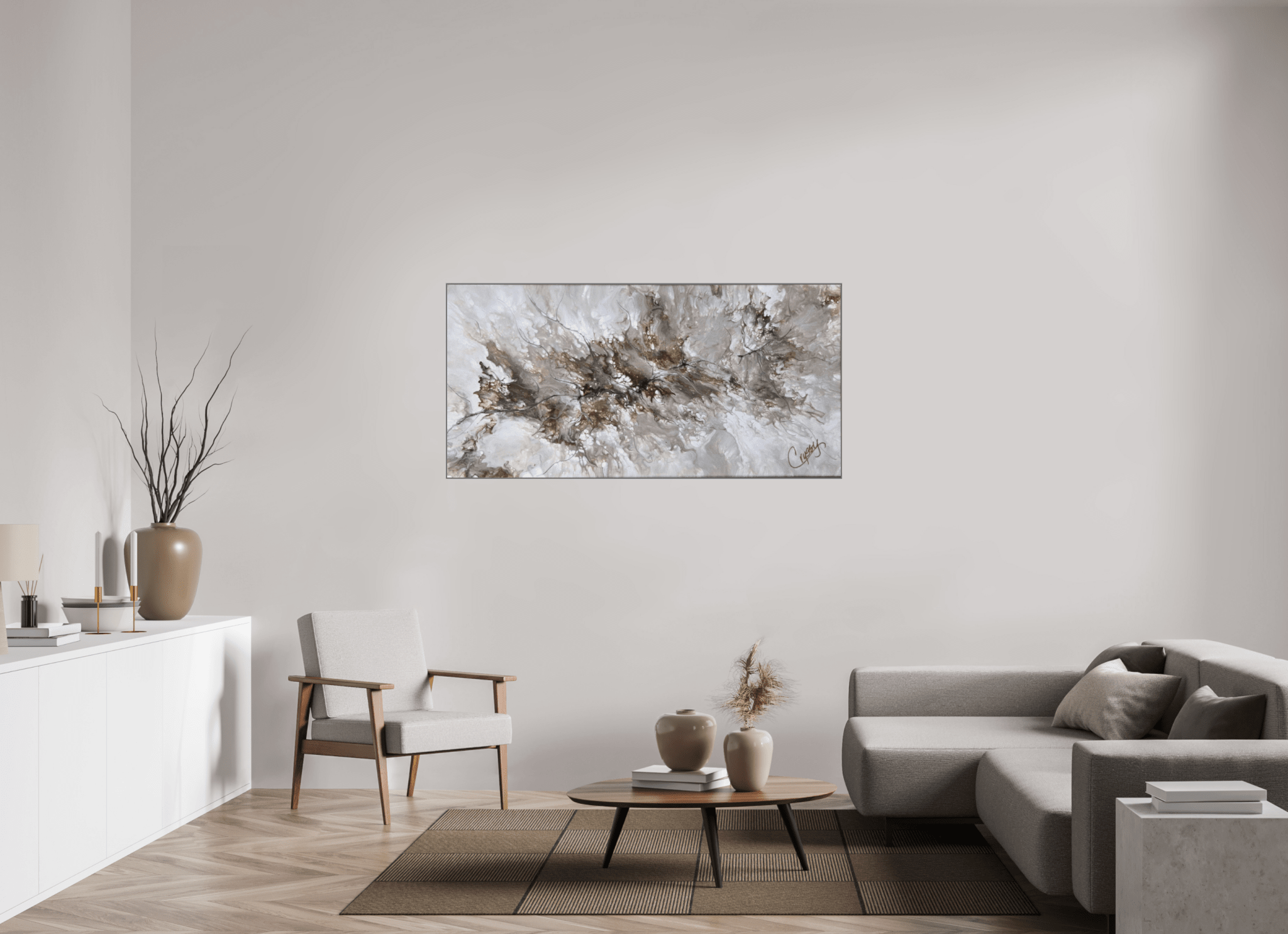 Beige Marble - Original Dutch Pour - The Living Abstract