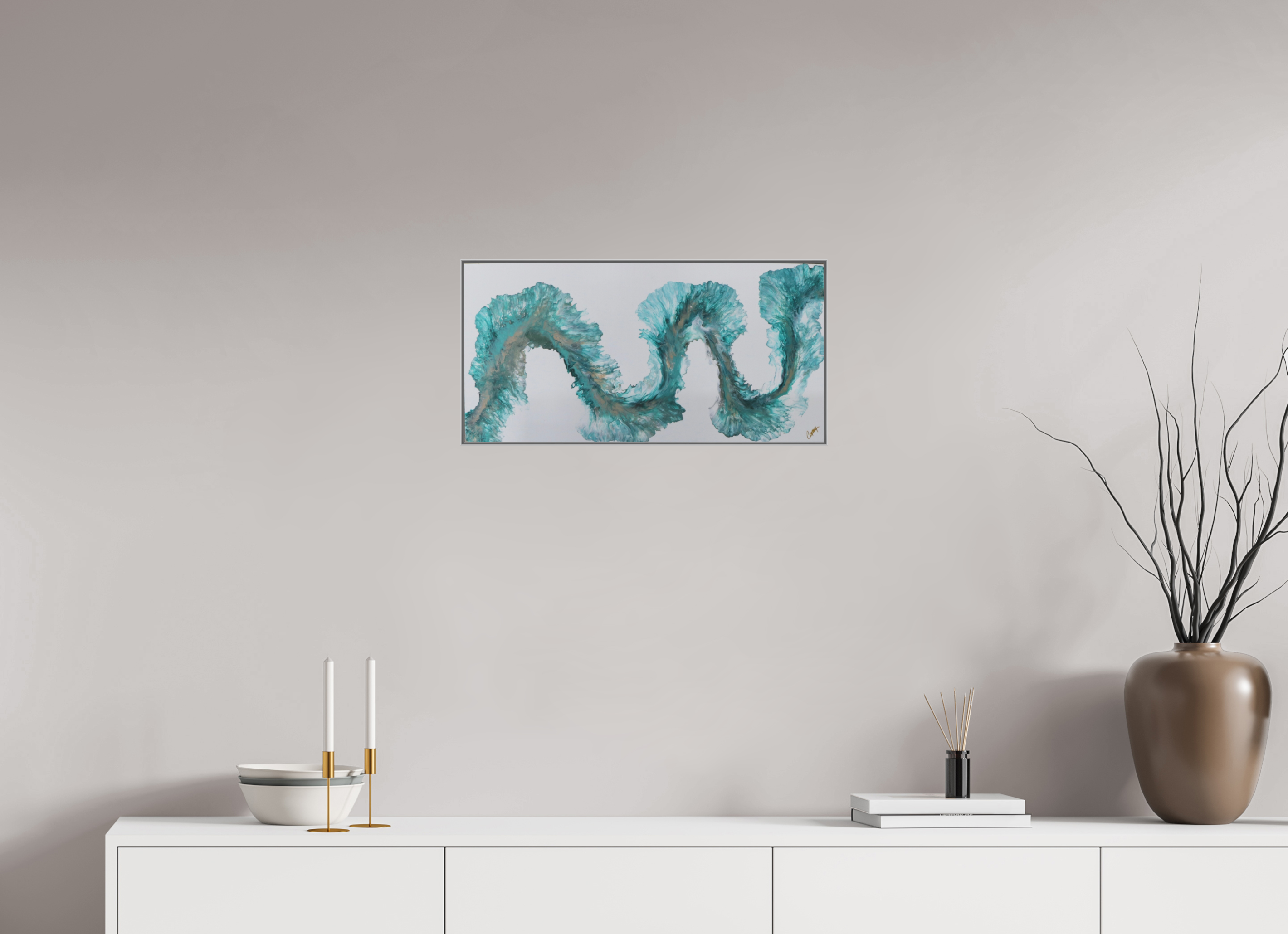 24.1 x 12″, *Aluminum Artbox 1" on fine art paper under acrylic matte glass Tidal Reviere