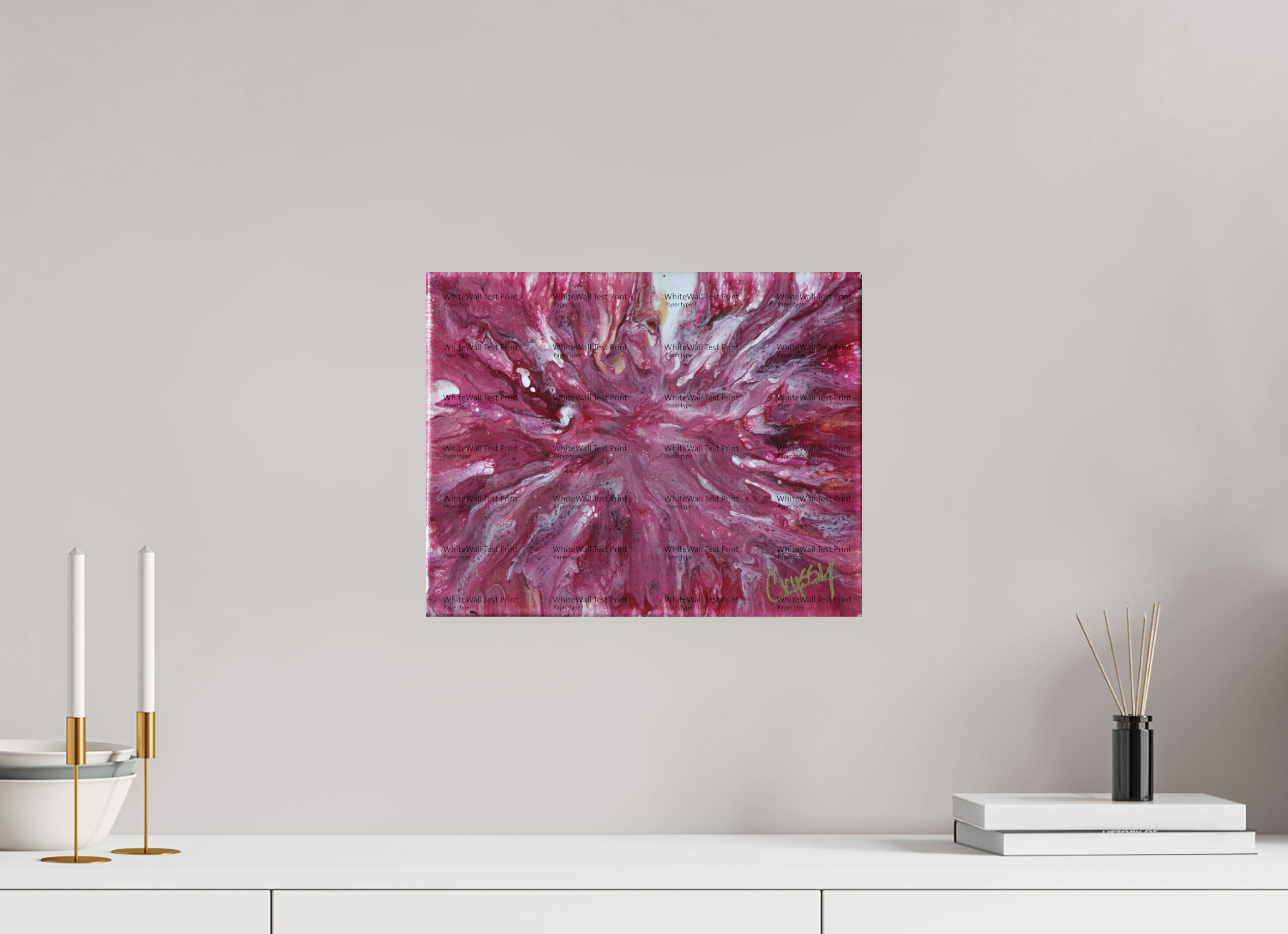 15.2 x 12″, *SAMPLE Photo Print on Fuji Silk Paper no frame Pink Explosion - Original Dutch Pour Acrylic Painting