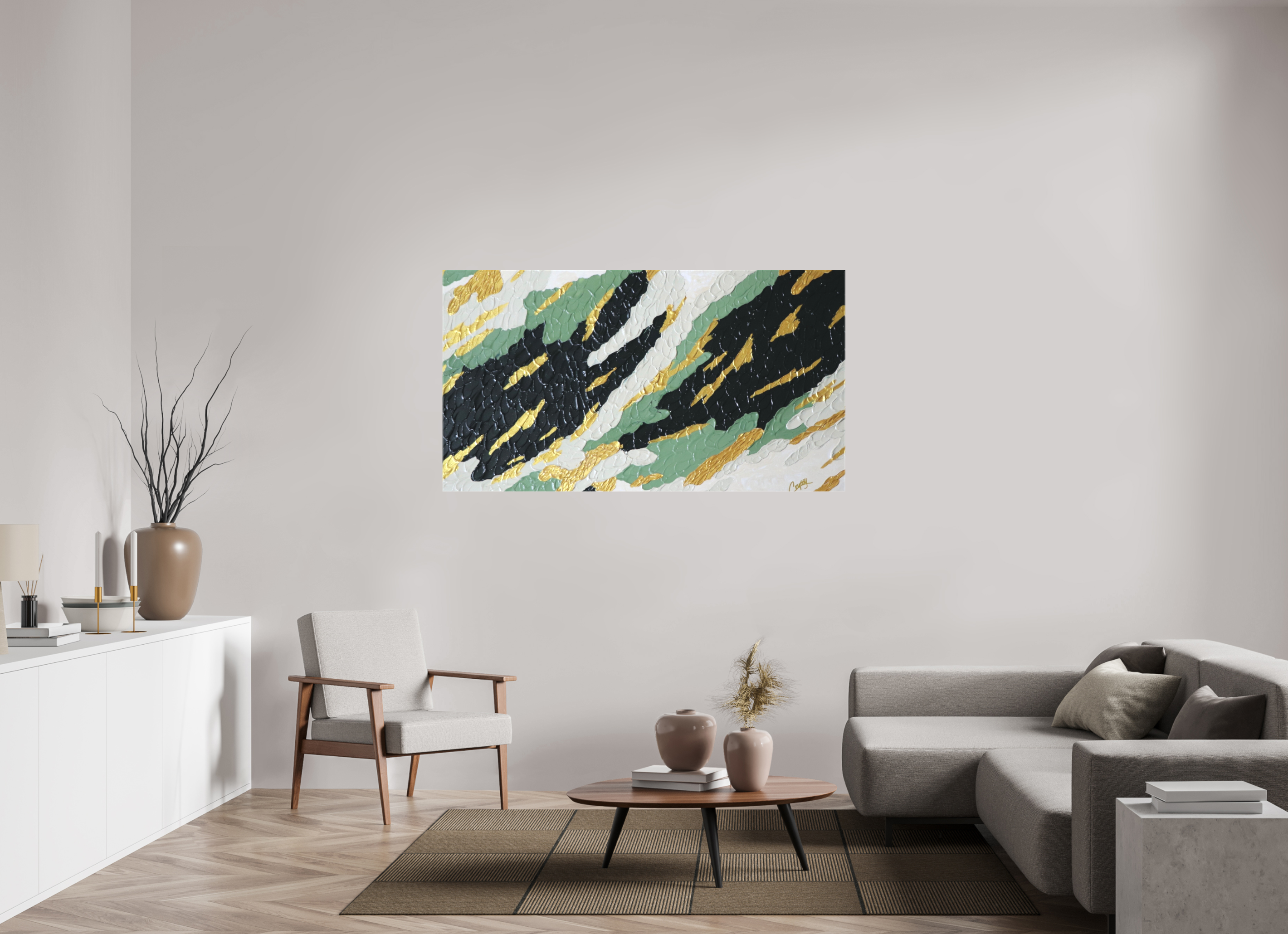 64 x 35″, *1.25" Matte Canvas No Frame Gilded Forest - Textured Acrylic Art