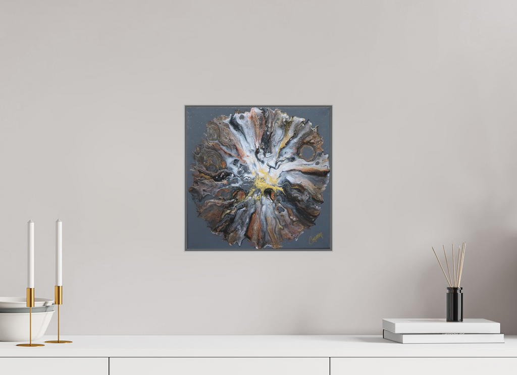 12.2 x 12″, *Aluminum Artbox 1" on fine art paper under acrylic matte glass copper Bloom