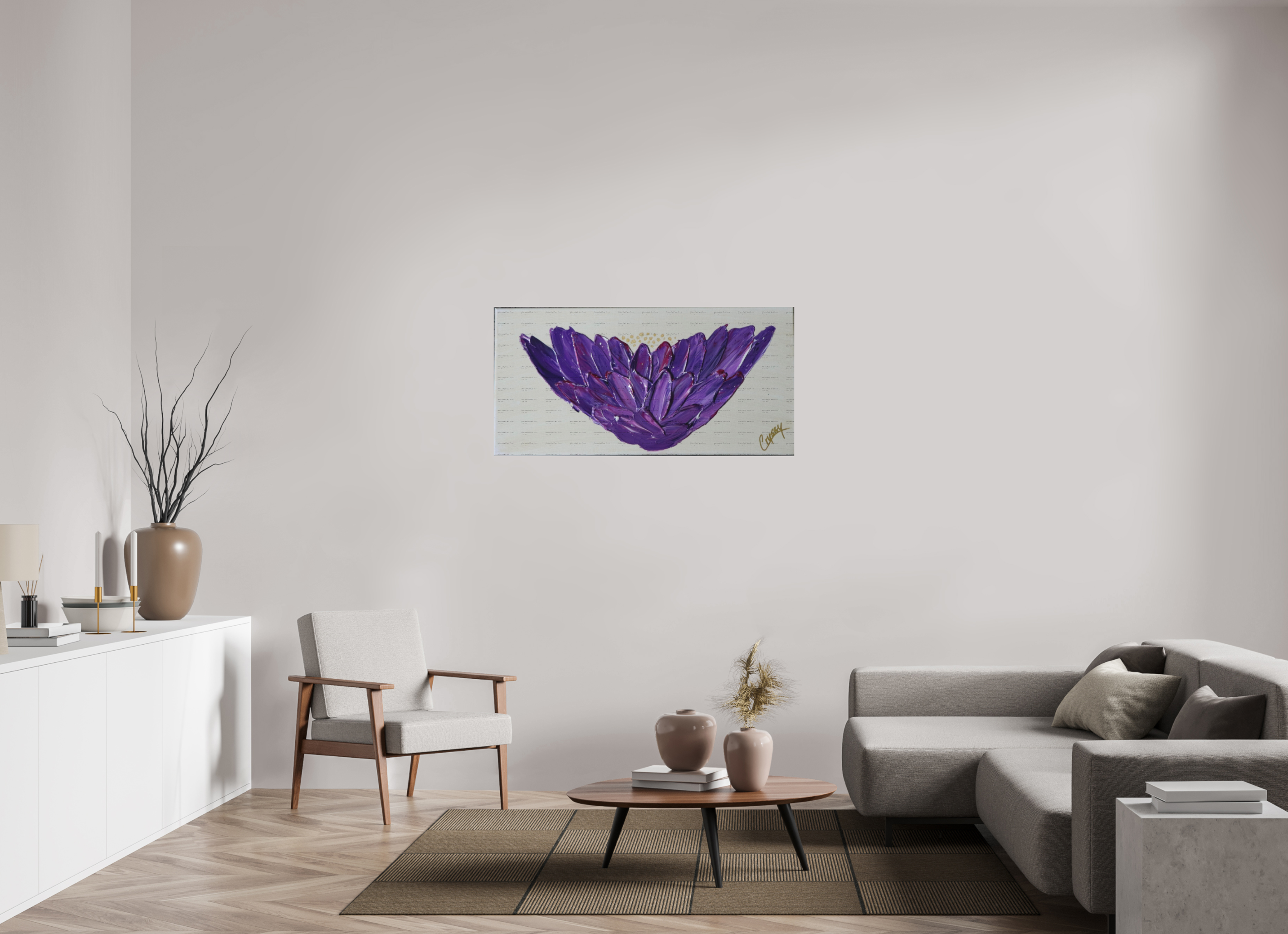 48.4 x 24″, *SAMPLE Photo Print on Fuji Silk Paper no frame Purple Lotus - Textured Acrylic Paint