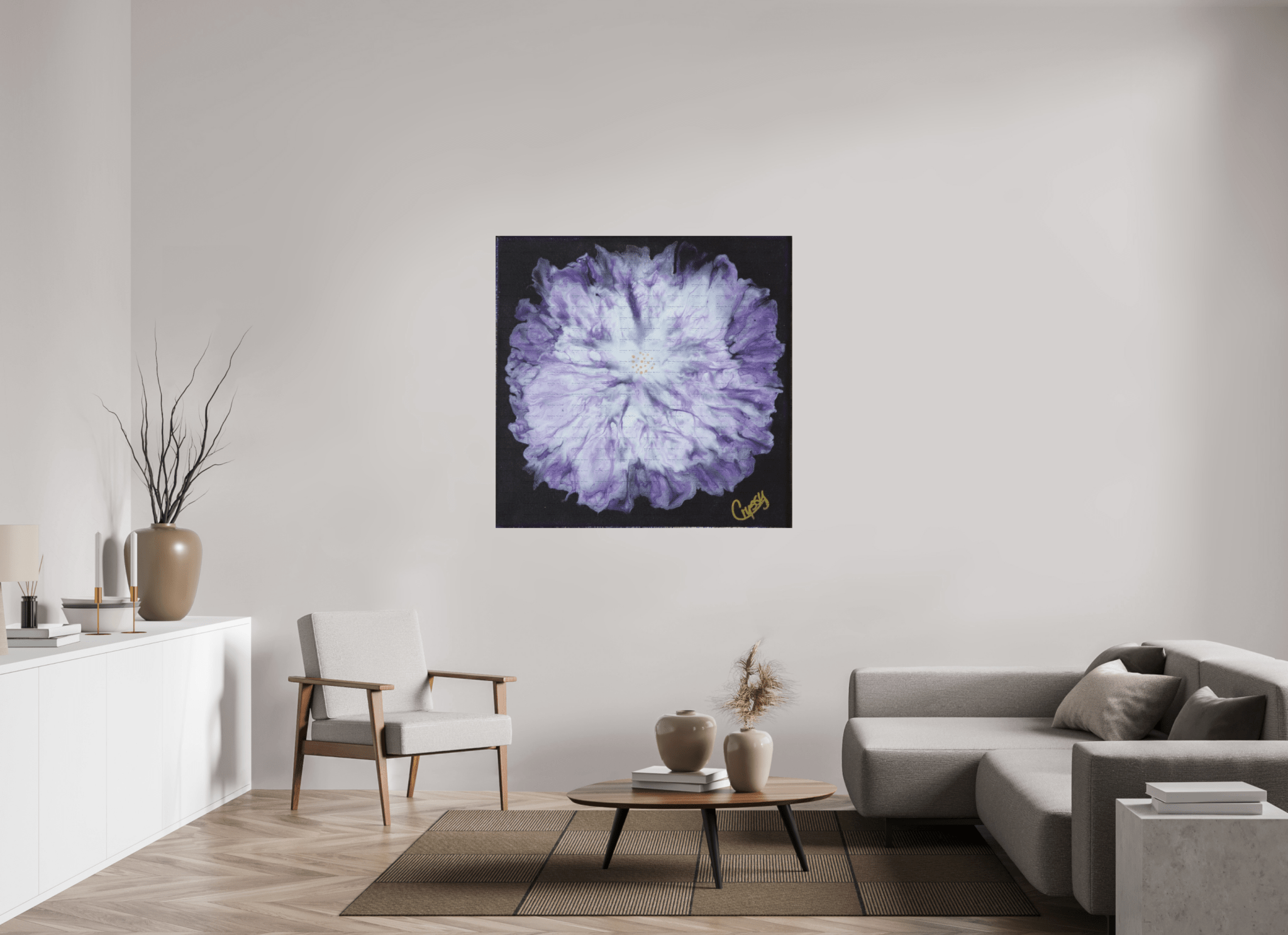 Purple Paisley - Original Acrylic Dutch Pour Painting - The Living Abstract