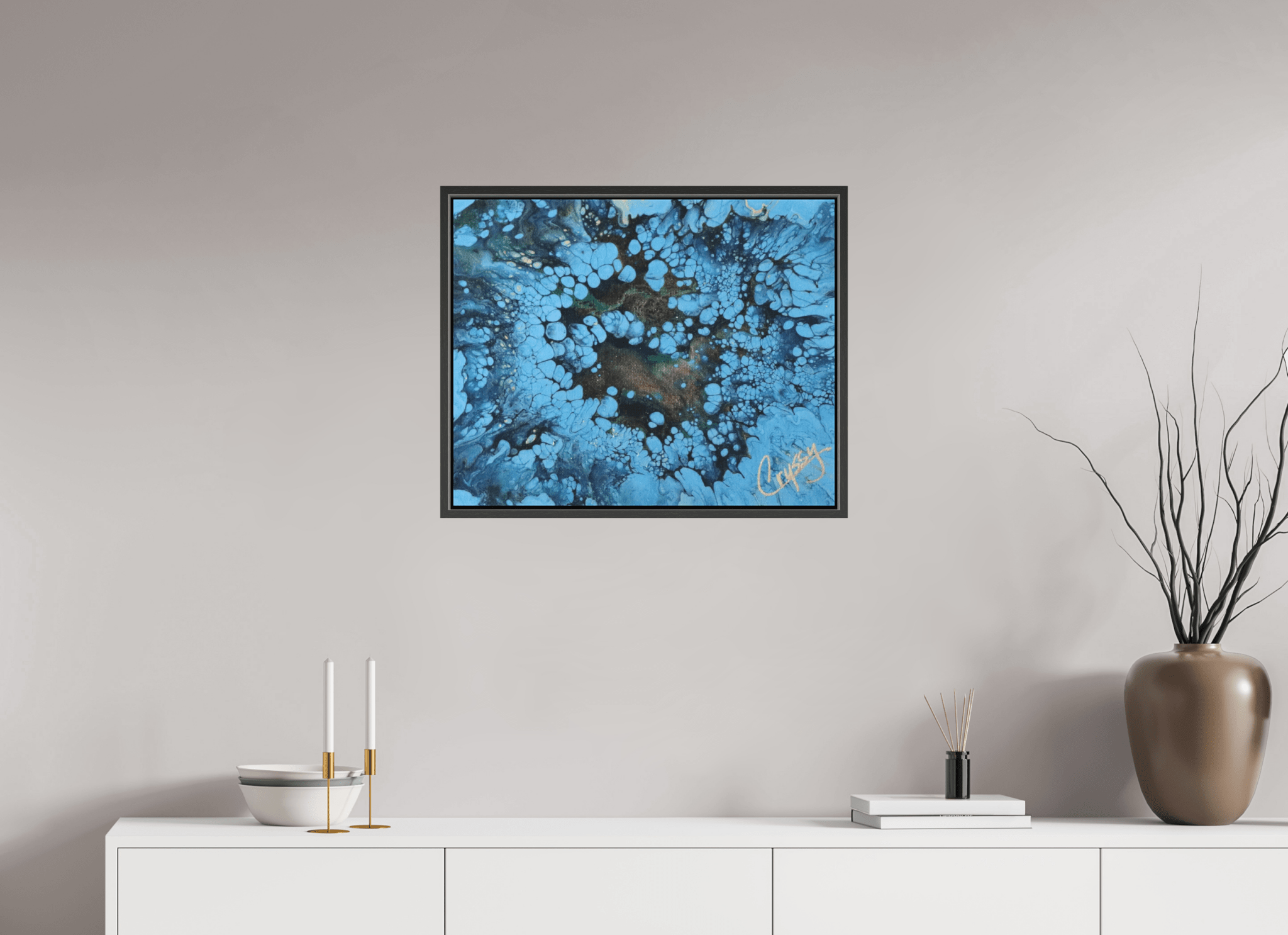Small Peacock Pour - Original Acrylic Art - The Living Abstract