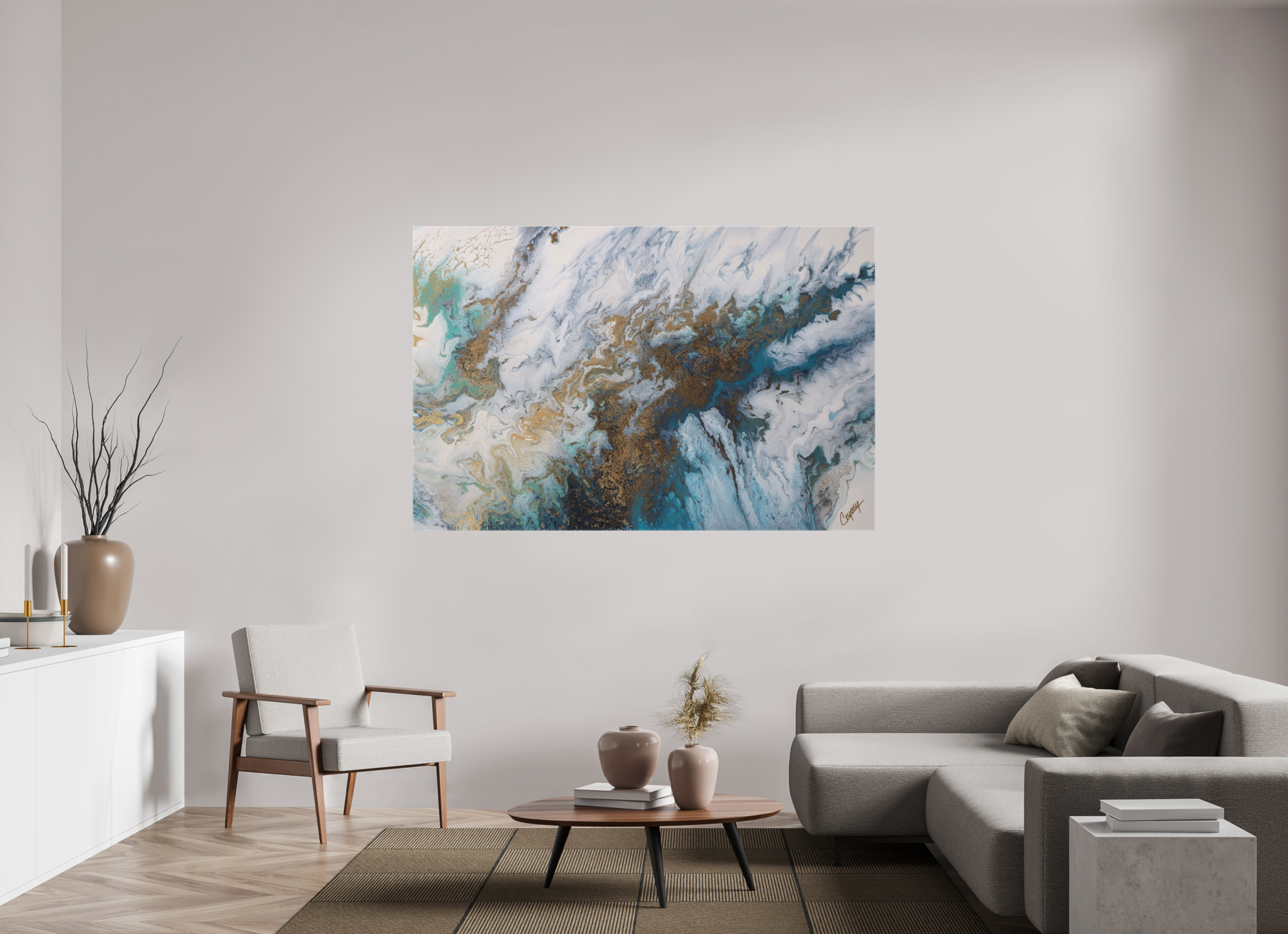 71.6 x 47″, *1.25" Matte Canvas No Frame Seascape Canvas - Original Acrylic Ocean Painting