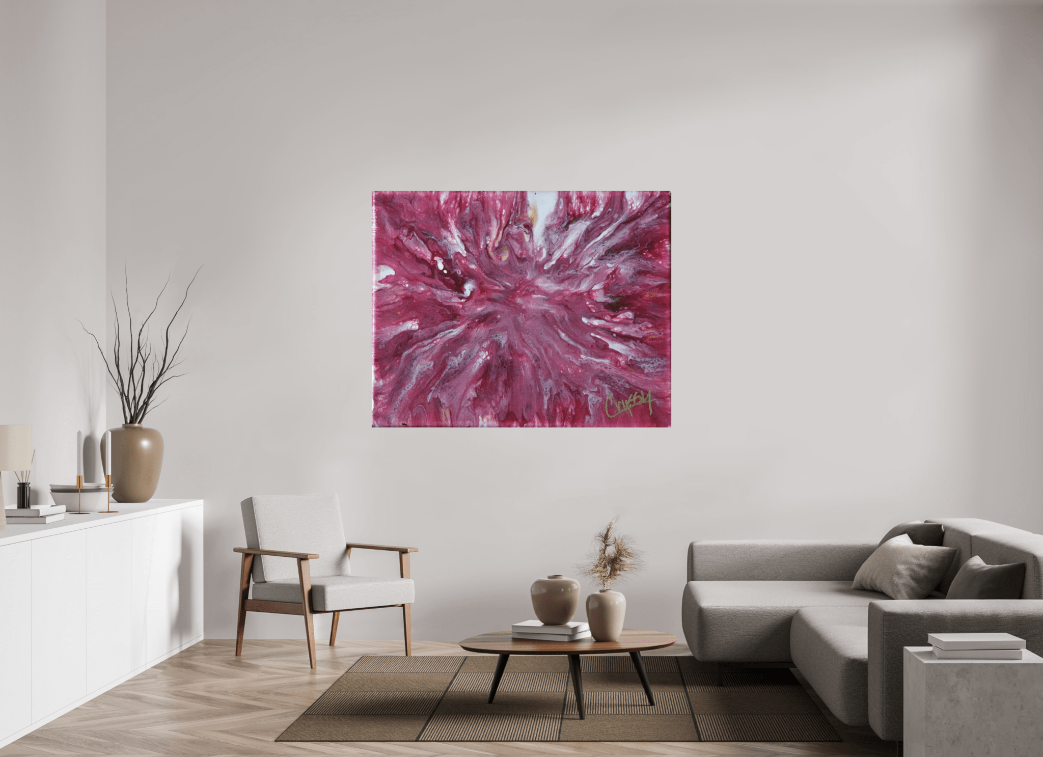 Pink Explosion - Original Dutch Pour Acrylic Painting - The Living Abstract