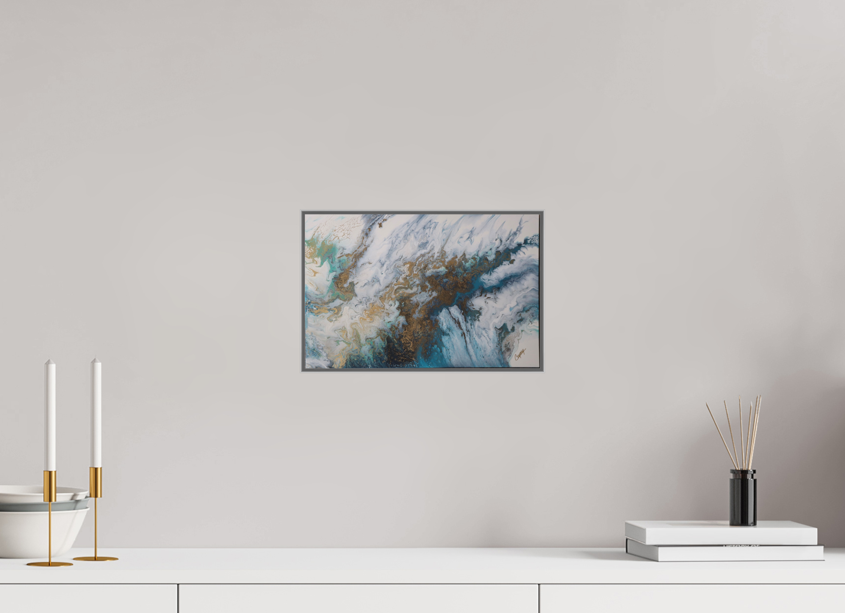 12.2 x 8″, *Aluminum Artbox 1" on fine art paper under acrylic matte glass Seascape Canvas - Original Acrylic Ocean Painting