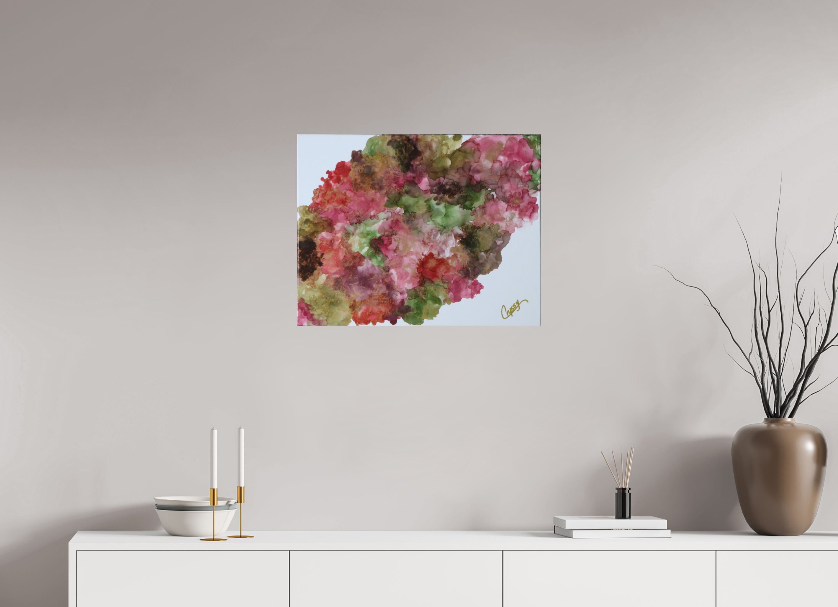 25.4 x 20″, *Photo Print on Fuji Silk with Black Frame Floral Density