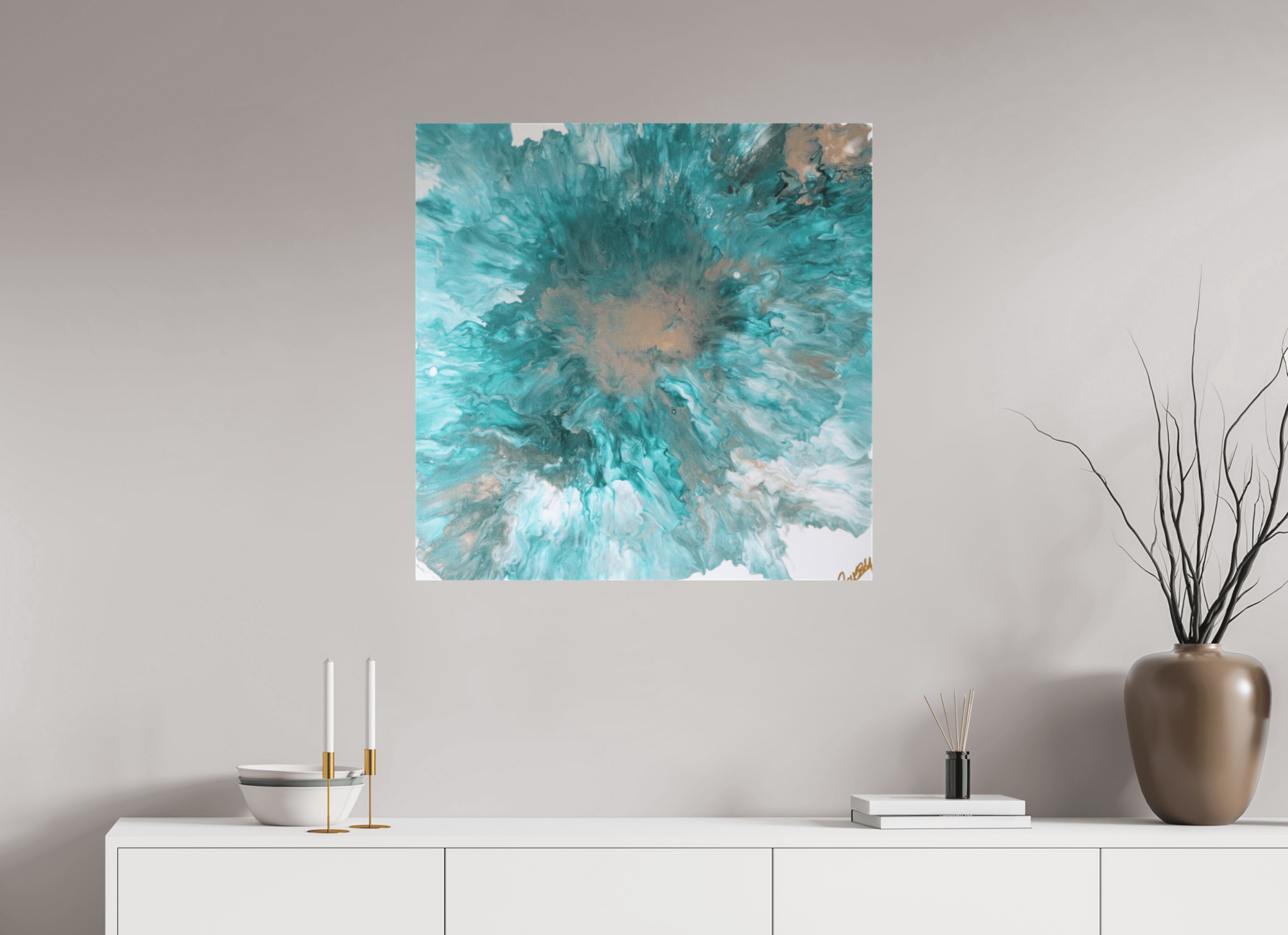Blue Paisley Dutch Pour - Original Acrylic Dutch Pour Painting - The Living Abstract