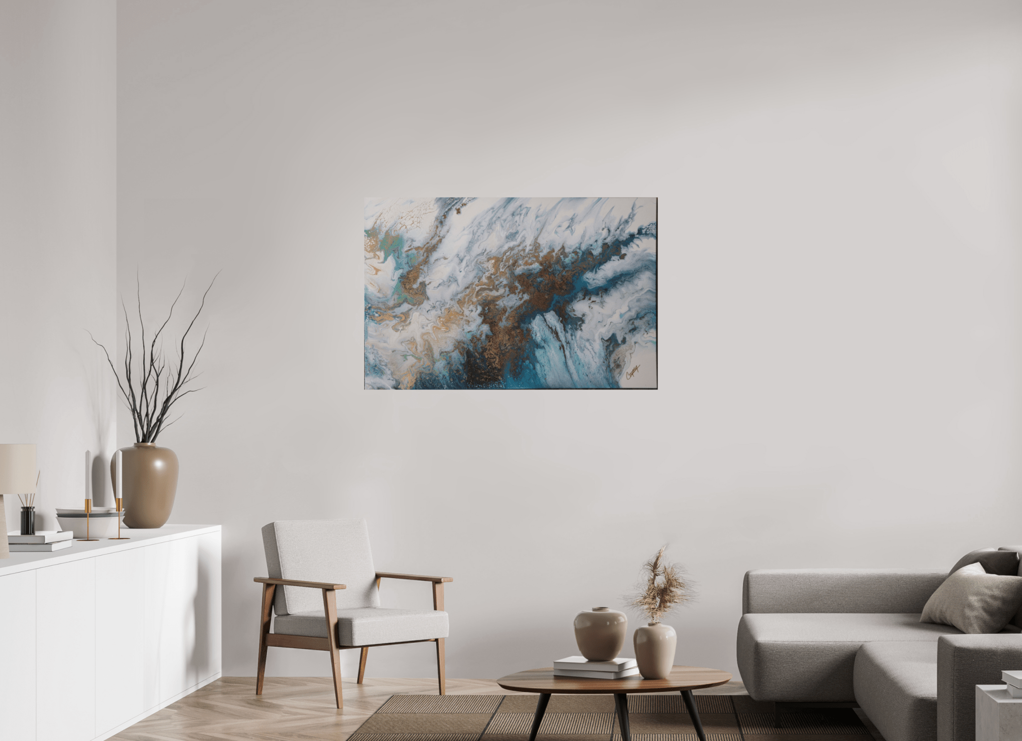 Seascape Canvas - Original Acrylic Ocean Painting - The Living Abstract