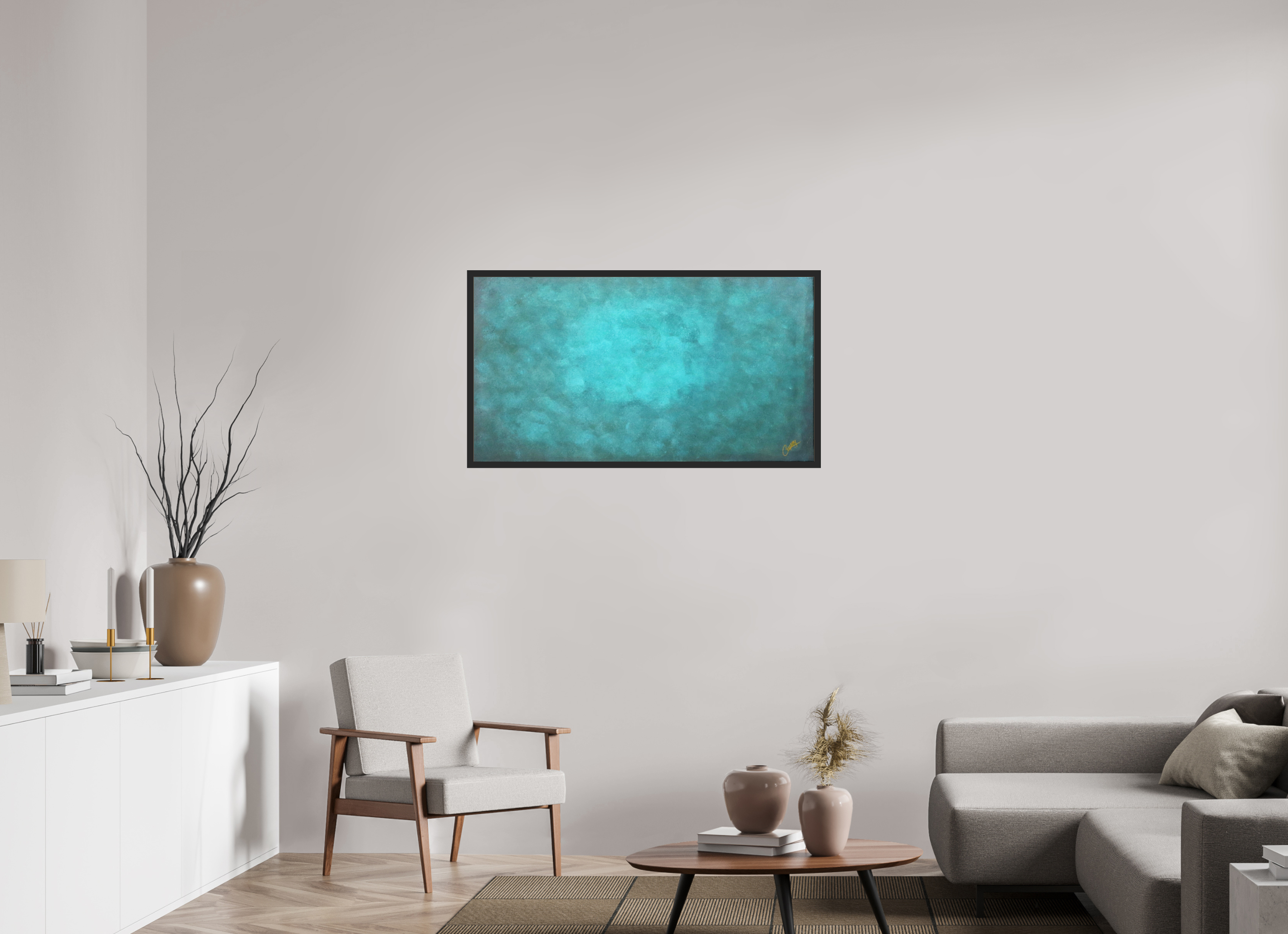 43.8 x 24″, *Photo Print Under Acrylic Glass Black Matte Frame Emerald Fade
