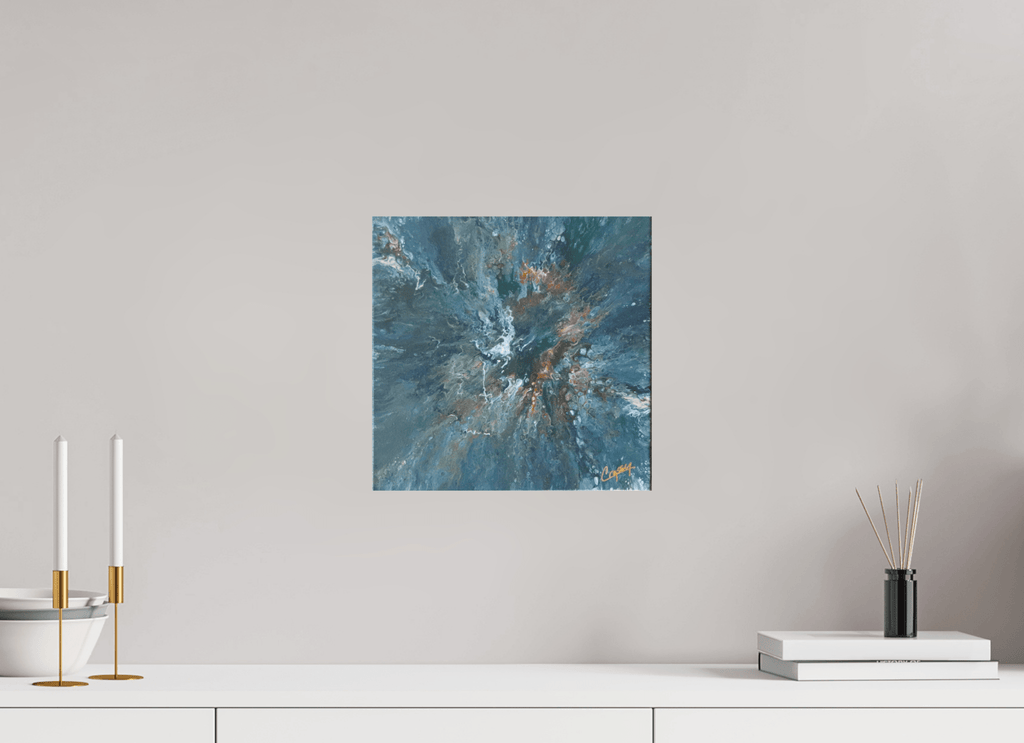 Teal Flux - Original Tilt Pour Painting - The Living Abstract