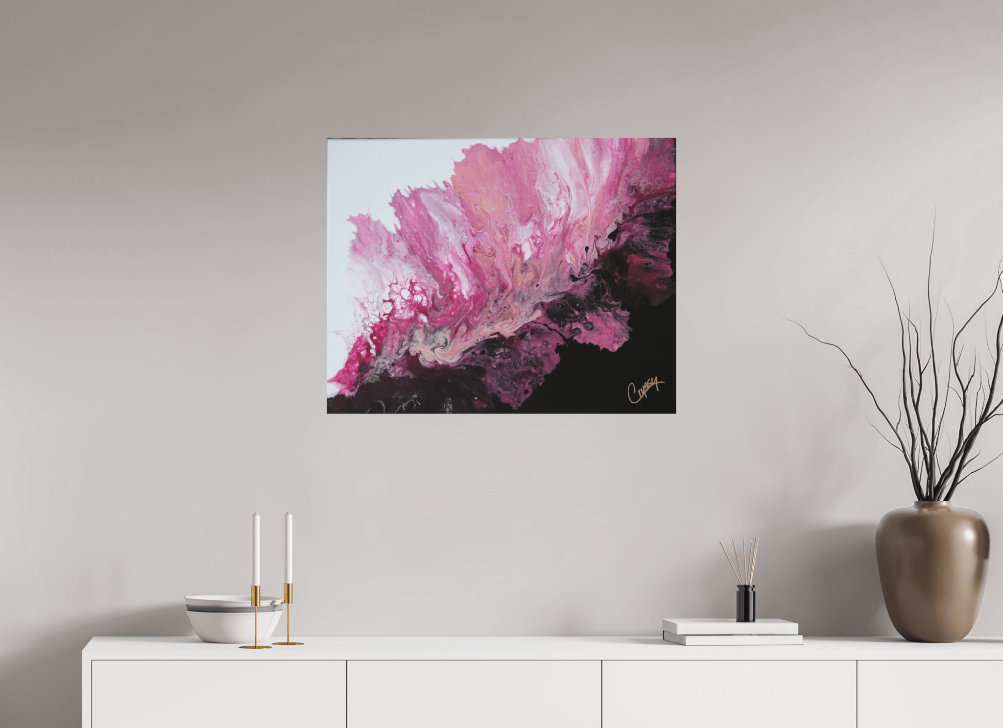 Pink Magma - Original Dutch Pour - The Living Abstract