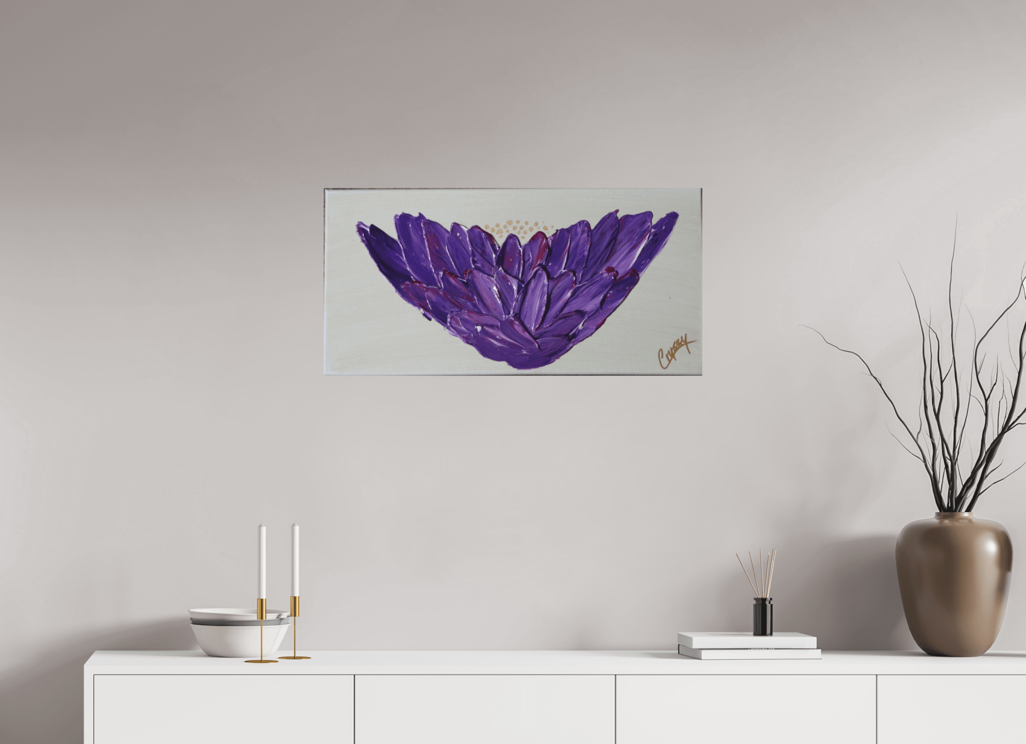 Purple Lotus - Textured Acrylic Paint - The Living Abstract