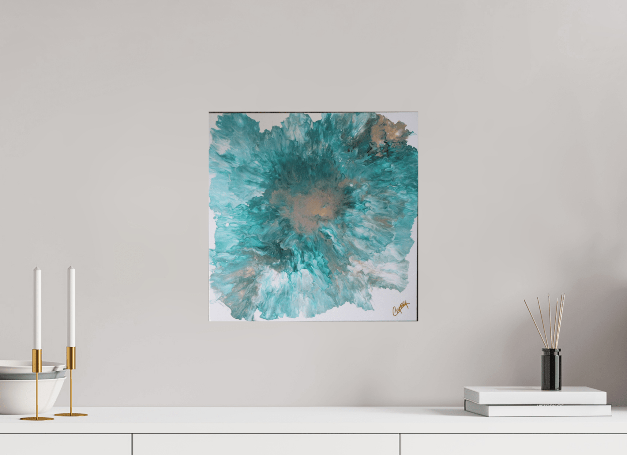 Blue Paisley Dutch Pour - Original Acrylic Dutch Pour Painting - The Living Abstract
