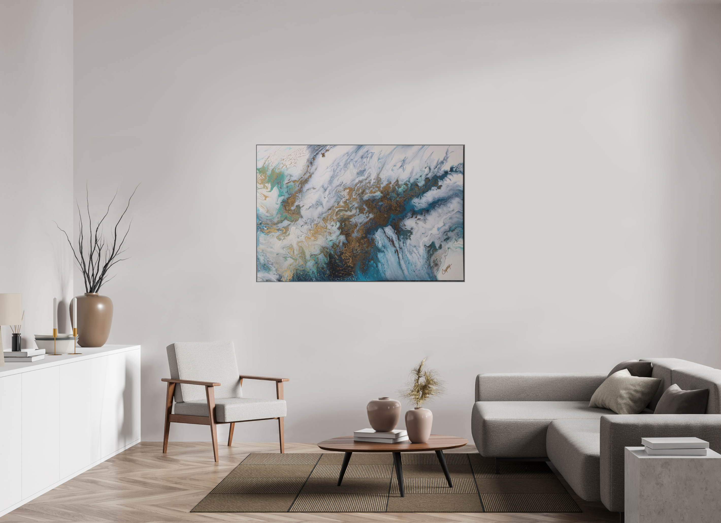 59.4 x 39″, *Aluminum Artbox 1" on fine art paper under acrylic matte glass Seascape Canvas - Original Acrylic Ocean Painting