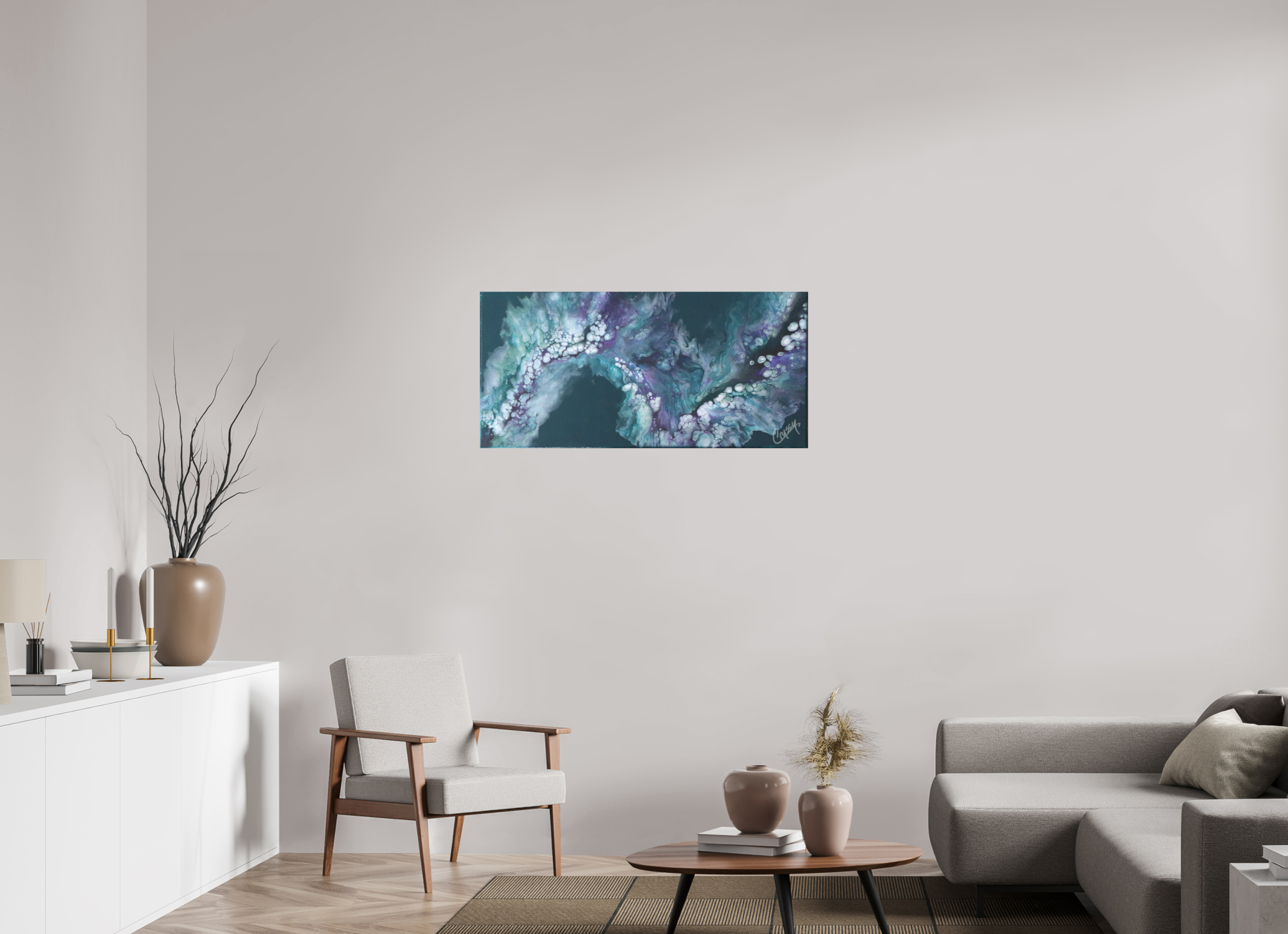 41.9 x 20″, *Photo Print on Fuji Silk Paper No Frame Teal Tidal Wave