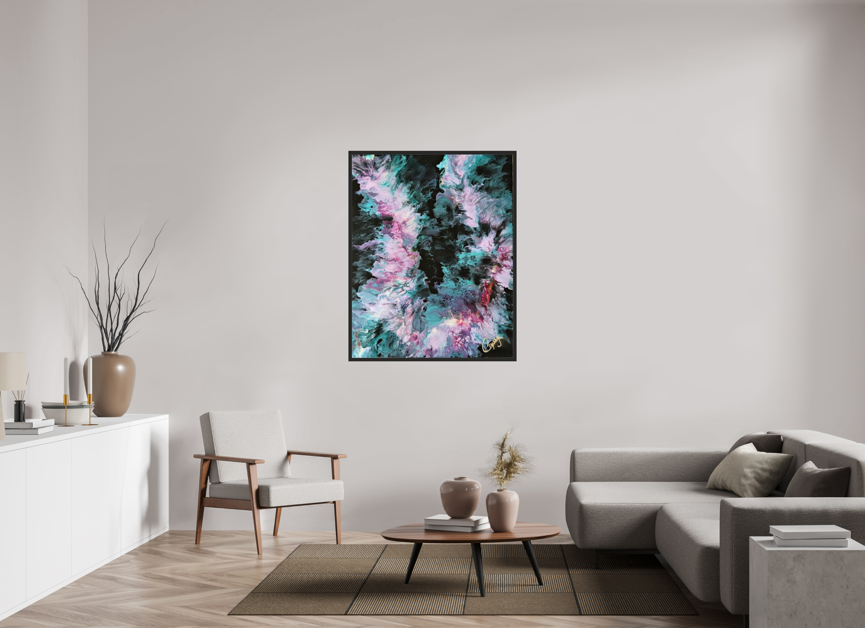 39 x 49.1″, *Photo Print Under Acrylic Glass Black Matte Frame Hawaiian Lei - Original Tropical Acrylic Painting