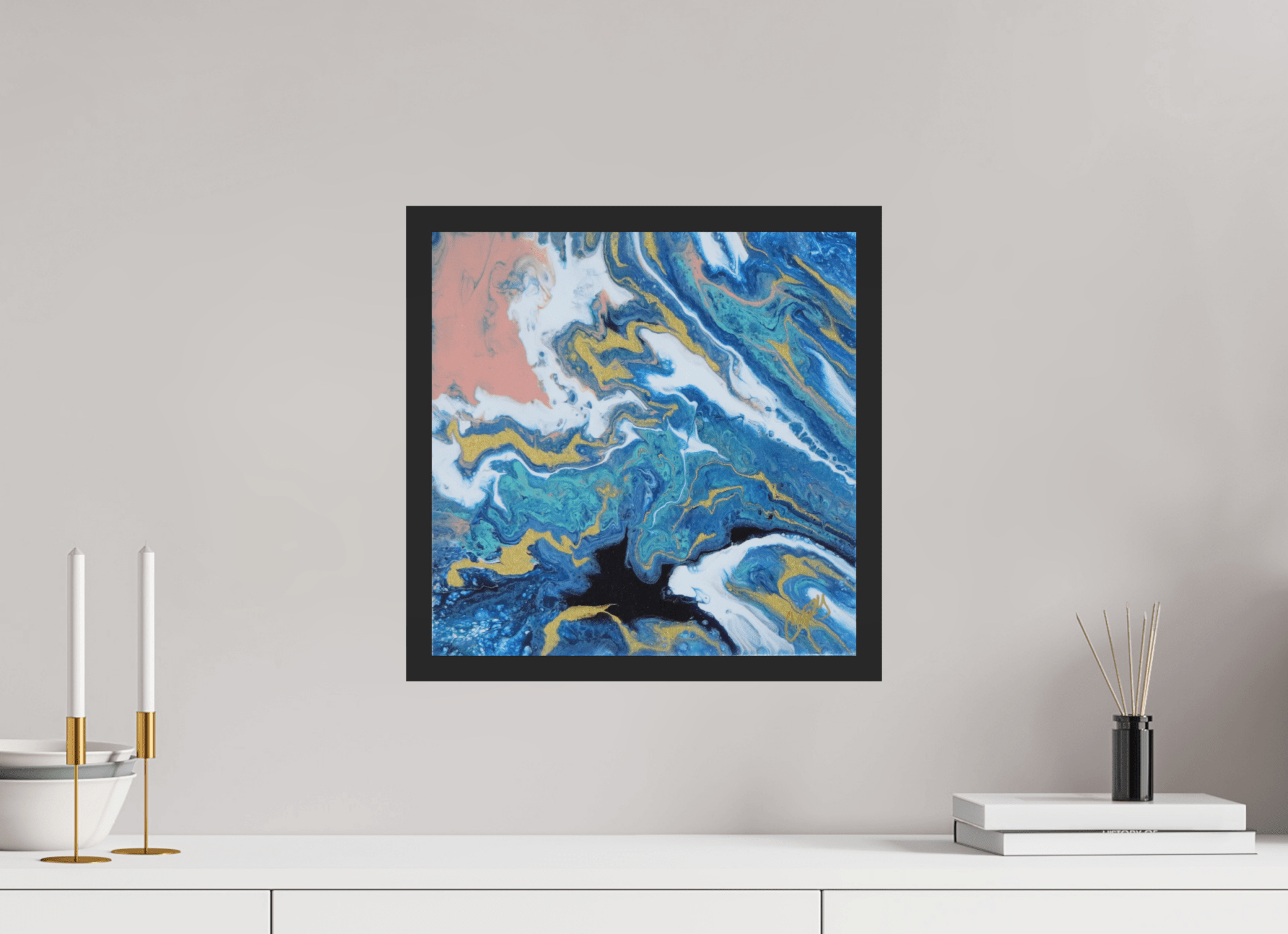 Coastal Blush - Original Tilt Pour Acrylic Painting - The Living Abstract