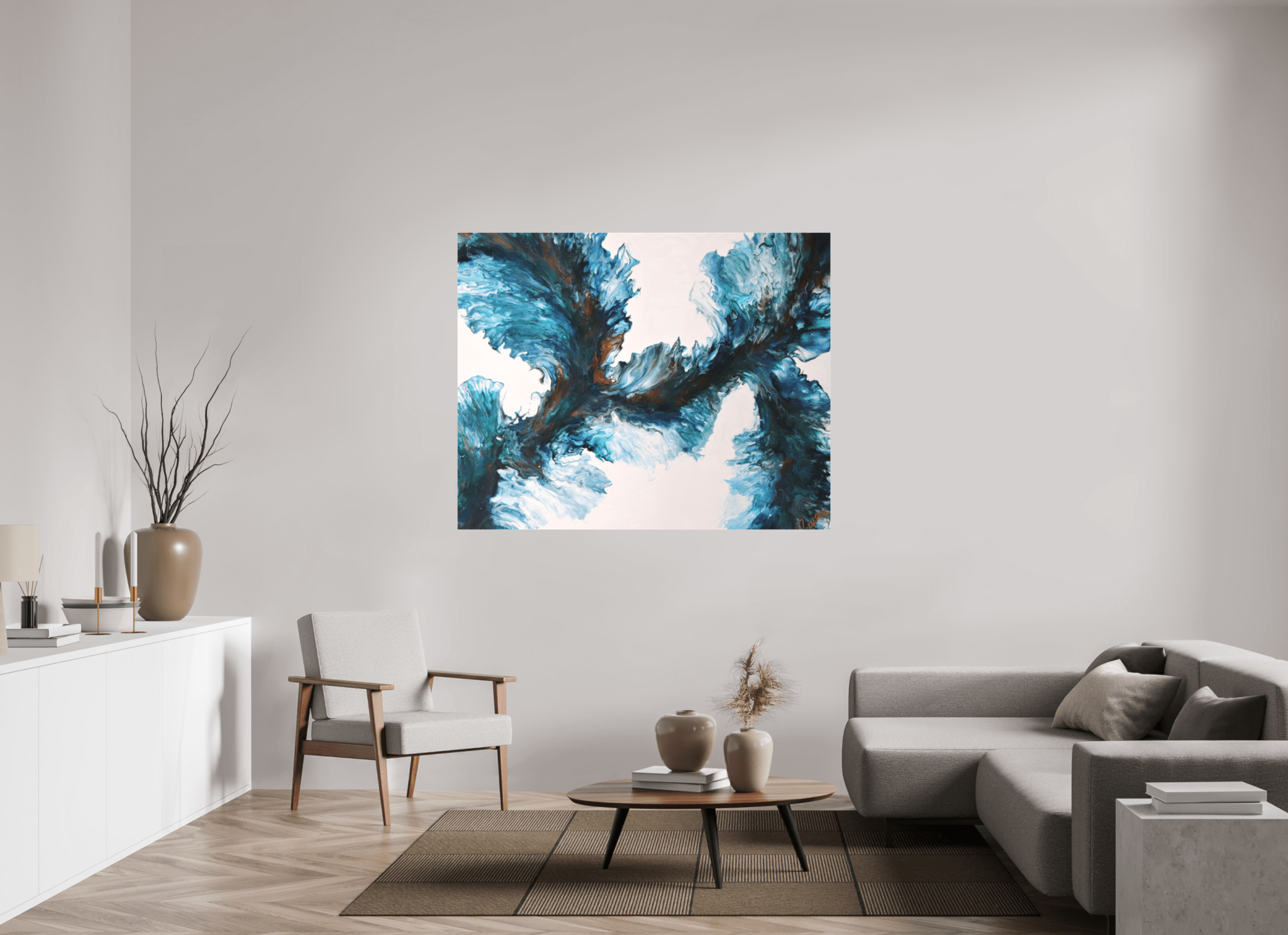 River Blues - Original Dutch Pour Painting - The Living Abstract