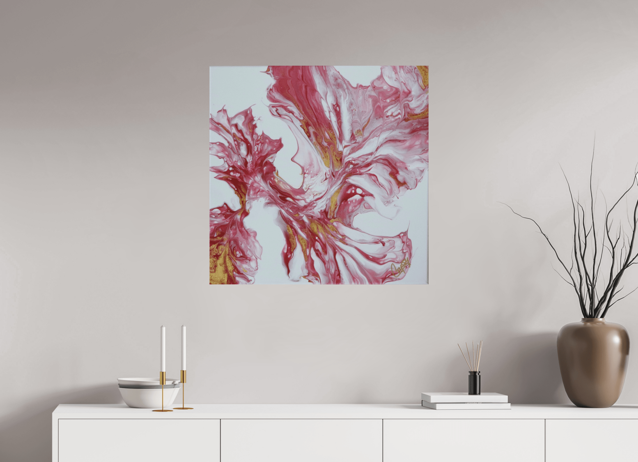 Red and Gold - Original Dutch Pour Painting - The Living Abstract