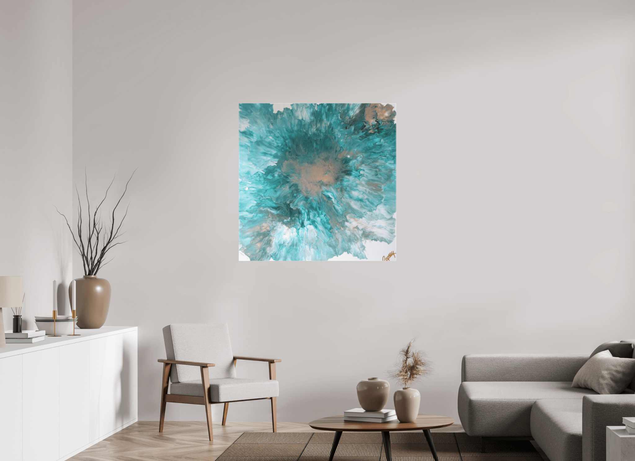 Blue Paisley Dutch Pour - Original Acrylic Dutch Pour Painting - The Living Abstract