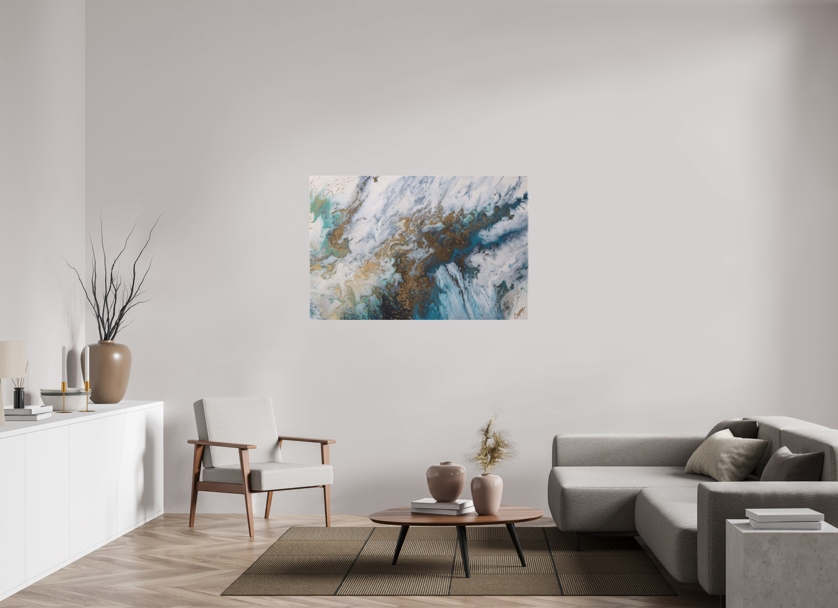 53.3 x 35″, *1.25" Matte Canvas No Frame Seascape Canvas - Original Acrylic Ocean Painting
