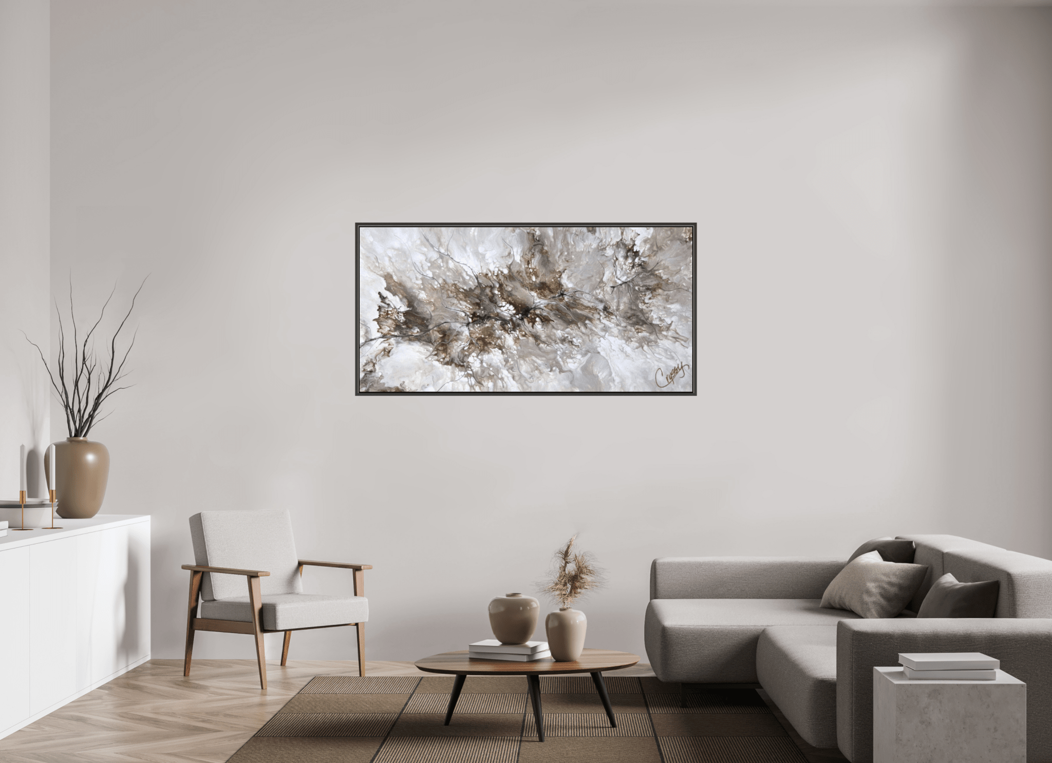 Beige Marble - Original Dutch Pour - The Living Abstract
