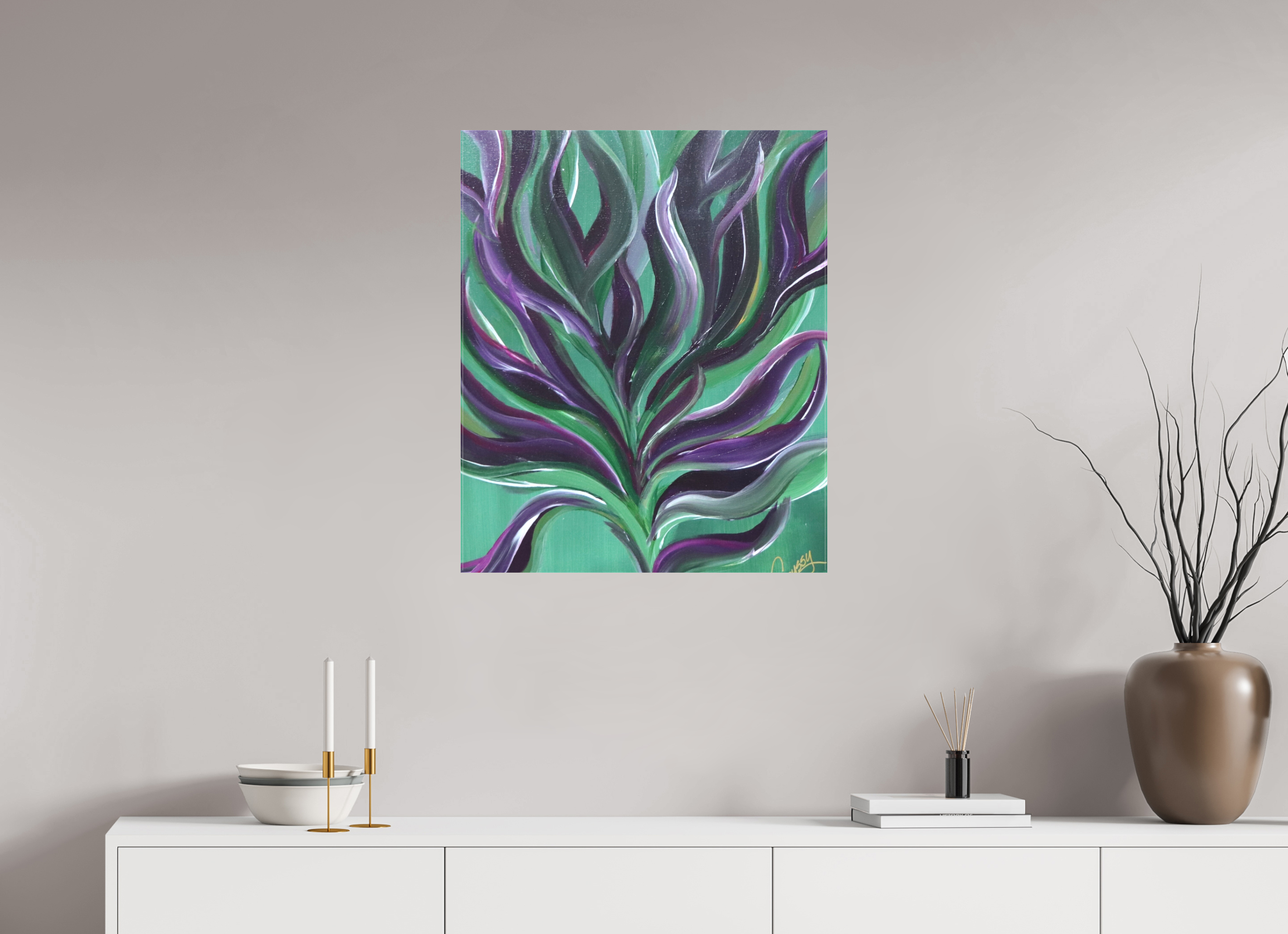 24 x 29.1″, *1.25" Matte Canvas No Frame Large Botanical - Original Abstract Acrylic Painting