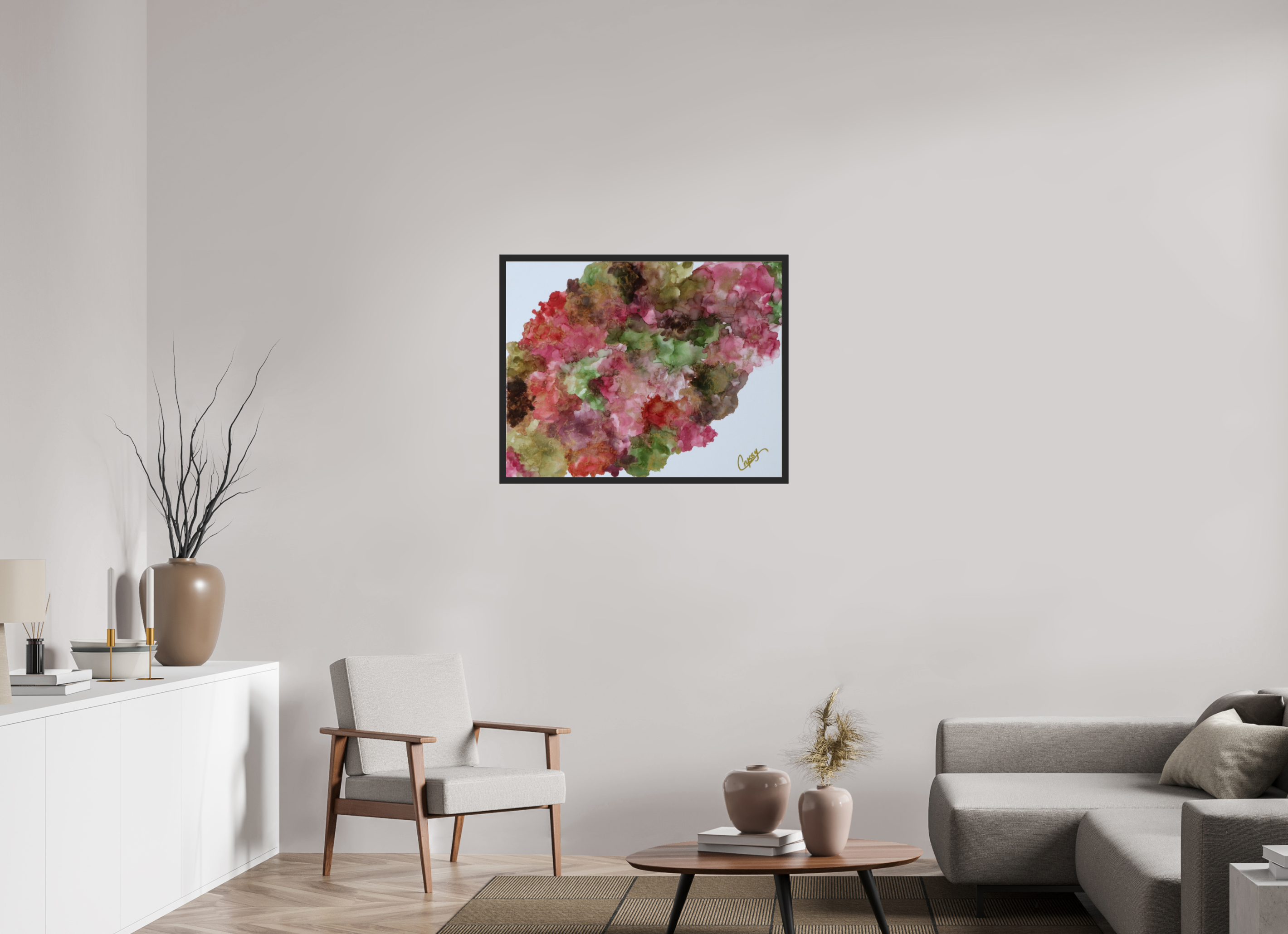 35.6 x 28″, *Photo Print Under Acrylic Glass Black Matte Frame Floral Density
