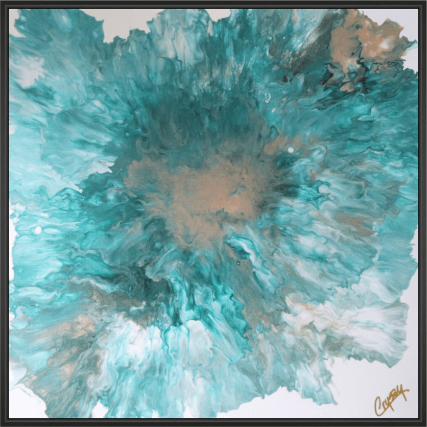 Blue Paisley Dutch Pour - Original Acrylic Dutch Pour Painting - The Living Abstract