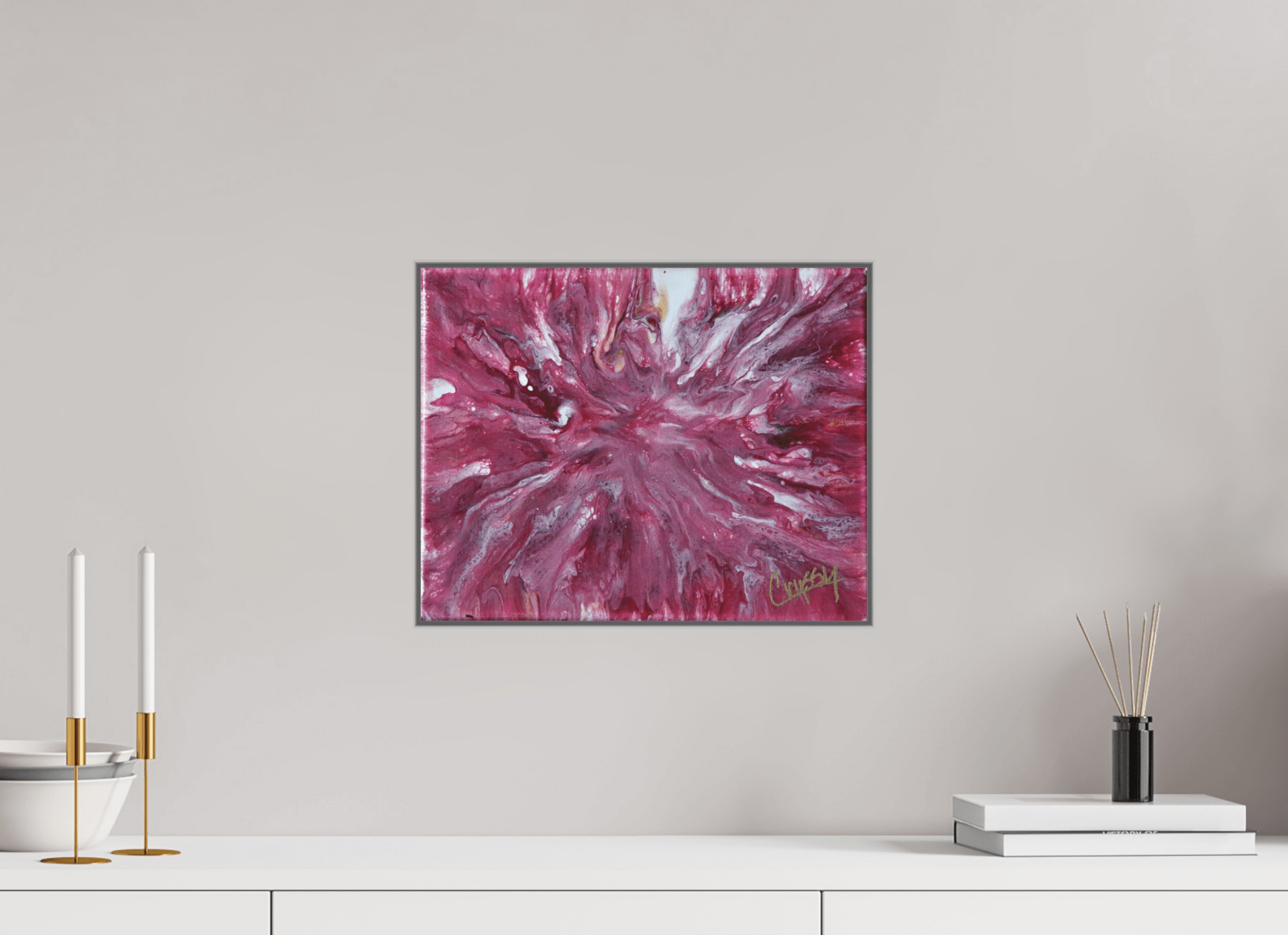 Pink Explosion - Original Dutch Pour Acrylic Painting - The Living Abstract