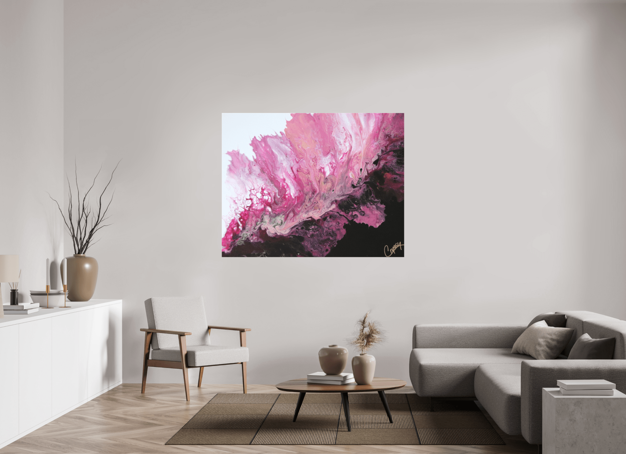 Pink Magma - Original Dutch Pour - The Living Abstract