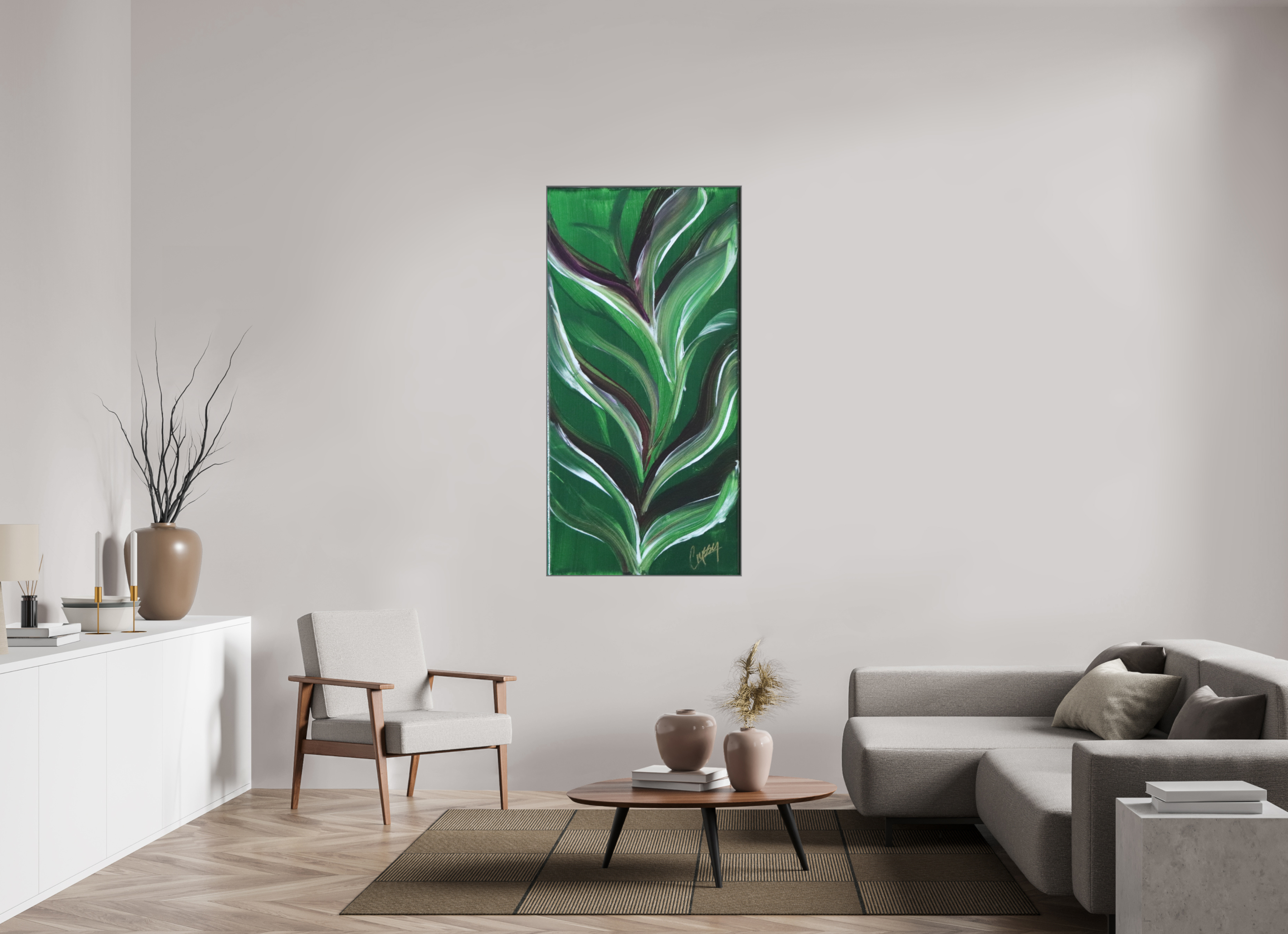 31 x 62.2″, *Aluminum Artbox 1" on fine art paper under acrylic matte glass Small Botanical Bloom - Acrylic Botanical Painting