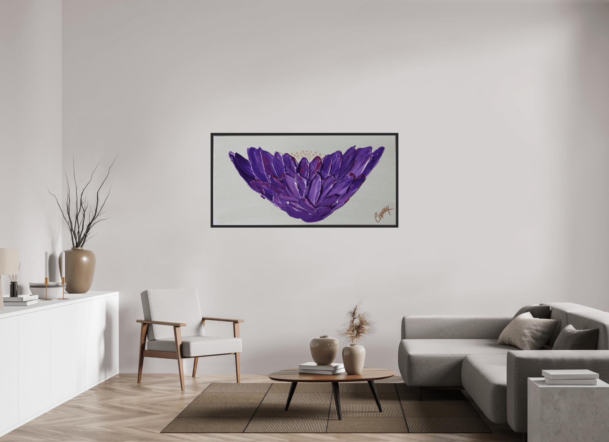 Purple Lotus - Textured Acrylic Paint - The Living Abstract