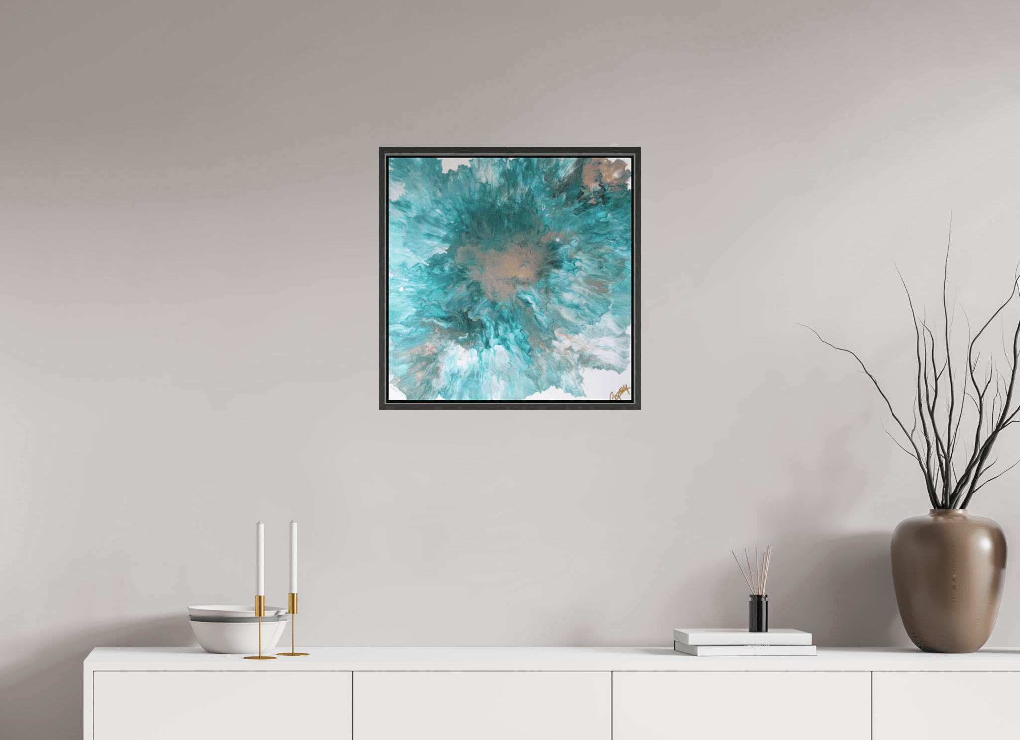 Blue Paisley Dutch Pour - Original Acrylic Dutch Pour Painting - The Living Abstract